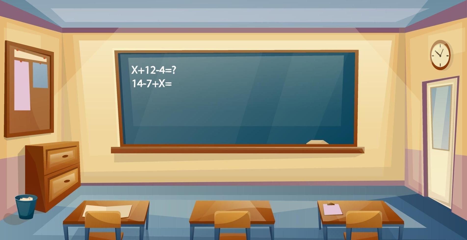 Wallpaper #MWcjC5MBSpphPi3-X9jd36 School Classroom Interior with Desk and Board Lesson University