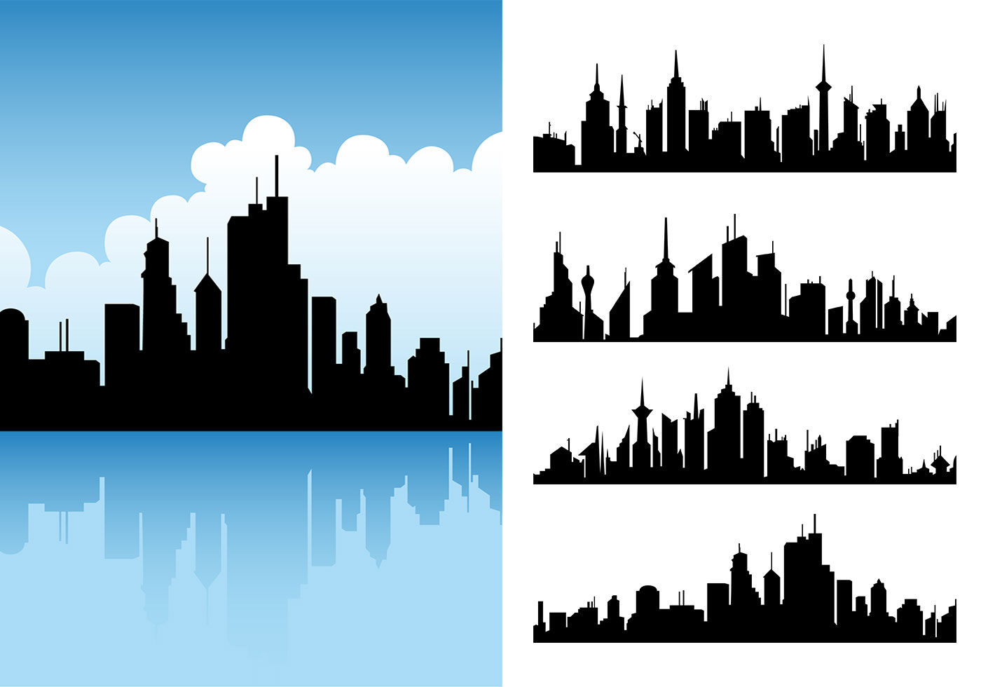 Wallpaper #dmfr65IBSpphPi3-5U-B48 City Skyline Vector Pack 56398 Vector Art at Vecteezy