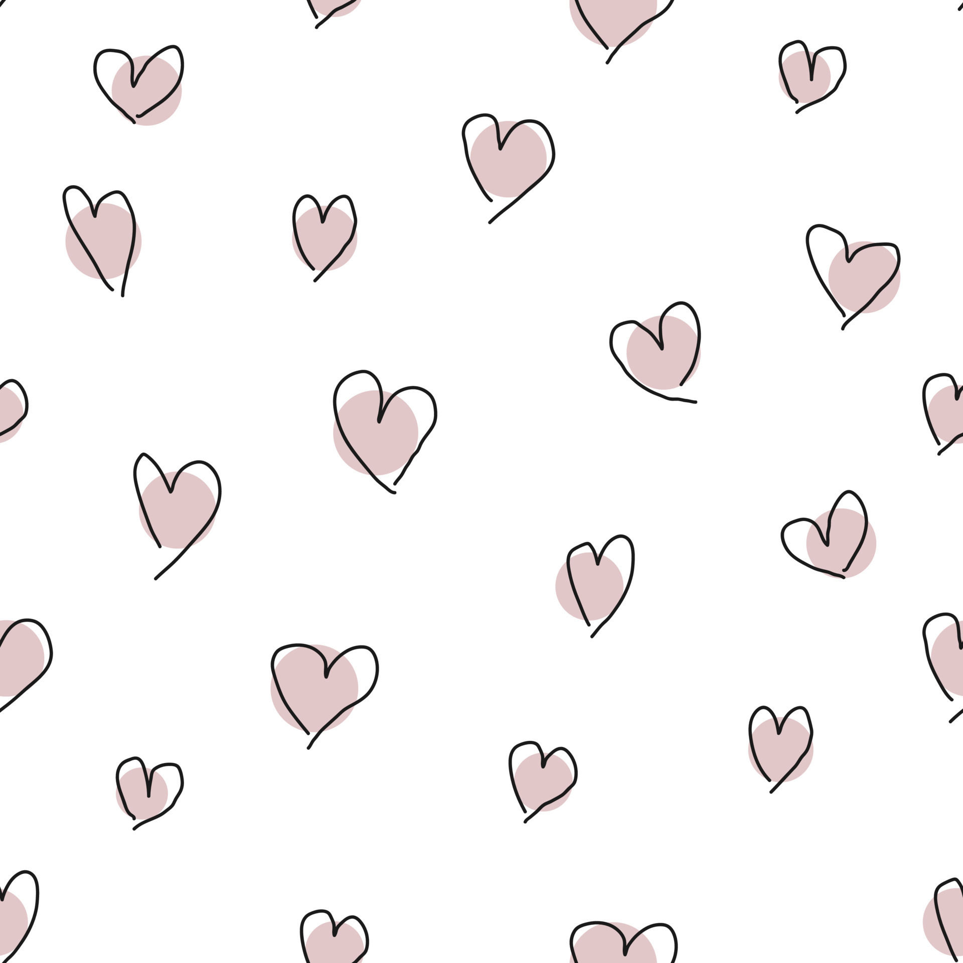Wallpaper #tGeU55IBSpphPi3-kjik40 Cute Hand Drawn Doodle Pink Hearts Seamless Pattern on White Background