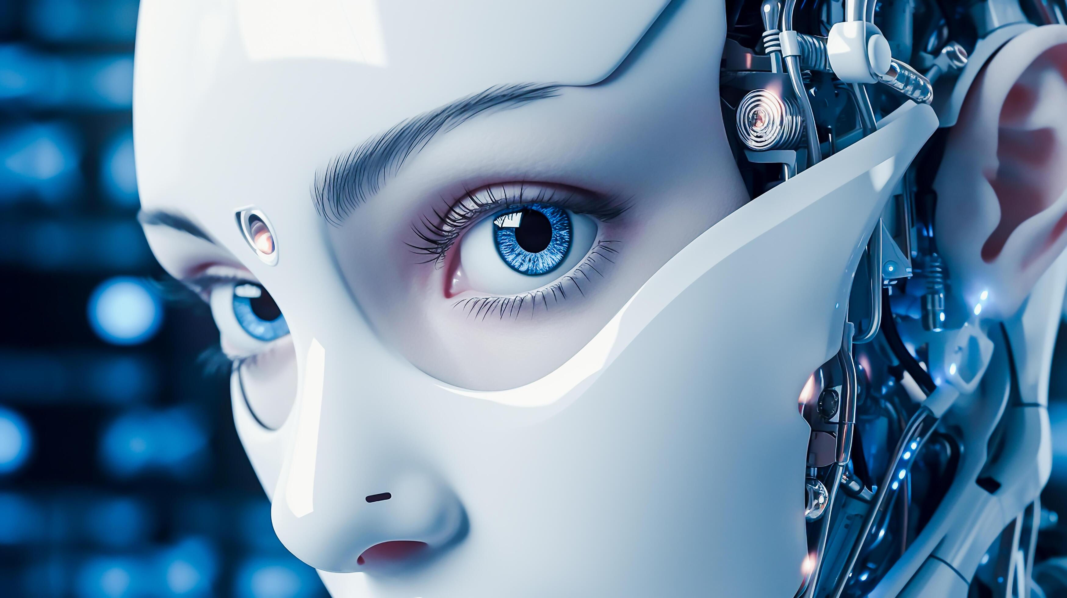 Wallpaper #vWdm9pIBSpphPi3-zYNc82 Close Up Eye of AI White Robot 24537631 Stock Photo at Vecteezy