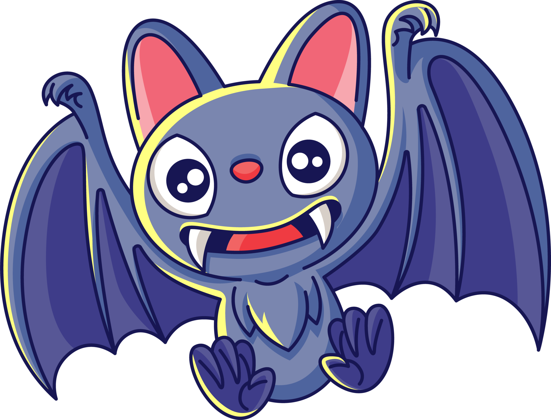 Wallpaper #a1jtM5MBzN9vxX34kzpe163 Cute Bat with Sharp Teeth Cartoon Character 12305816 Png