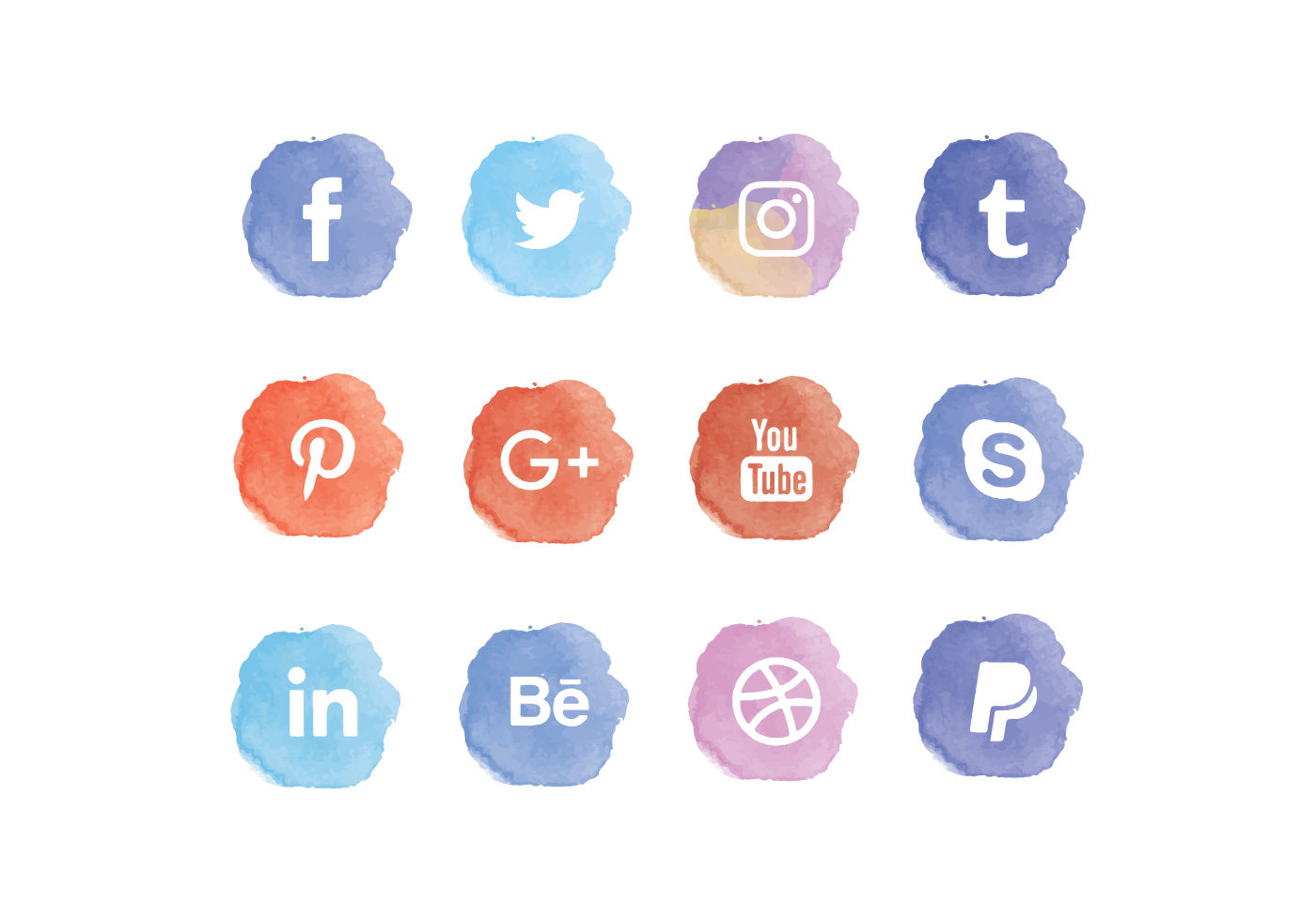 Wallpaper #lWe_75IBSpphPi3-ZGNL213 Vector Watercolor Social Media Icons Set 159804 Vector Art at Vecteezy