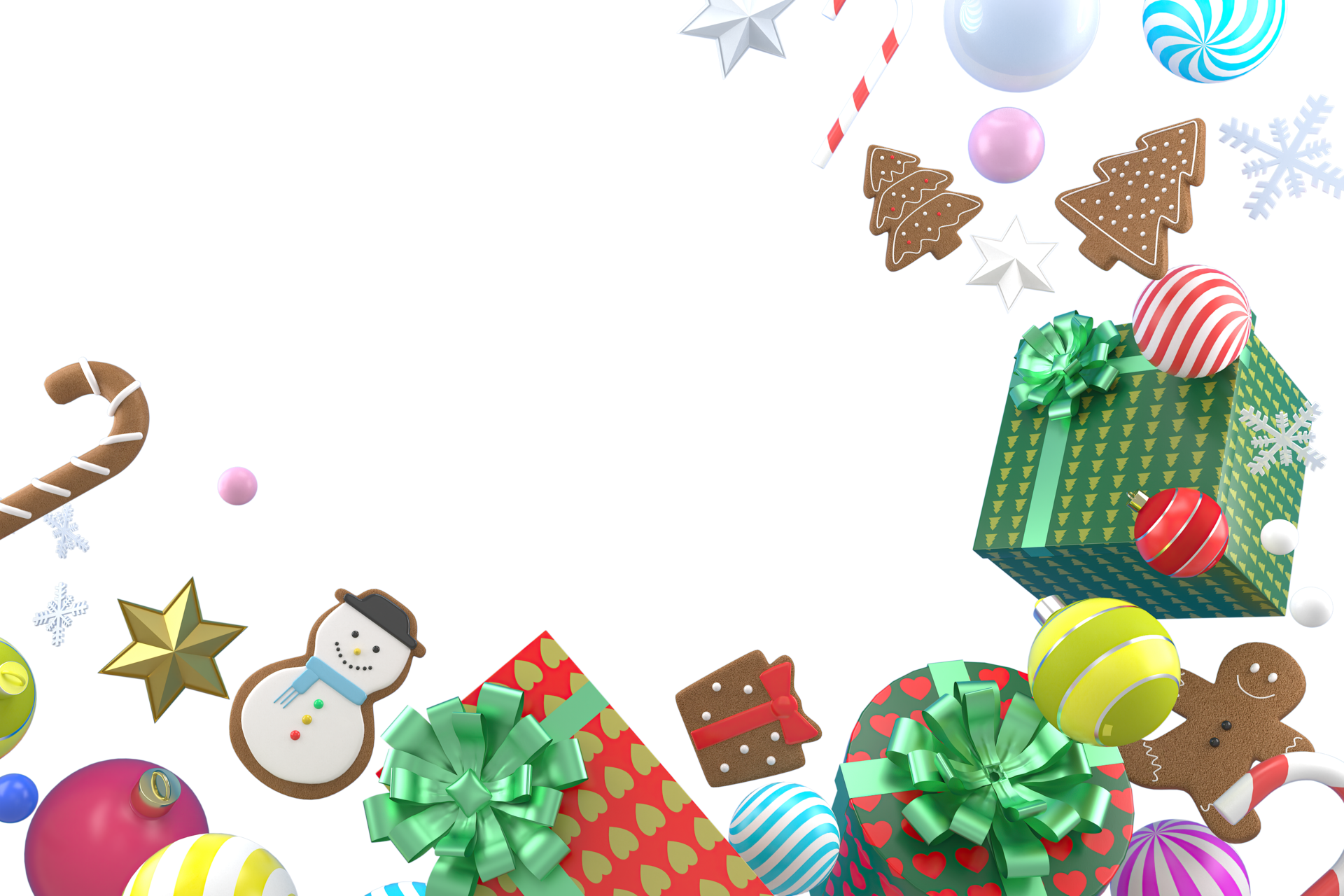 Wallpaper #_Gep6ZIBSpphPi3-WkJU160 3D Rendering Christmas or New Year Elements Background with Decorative