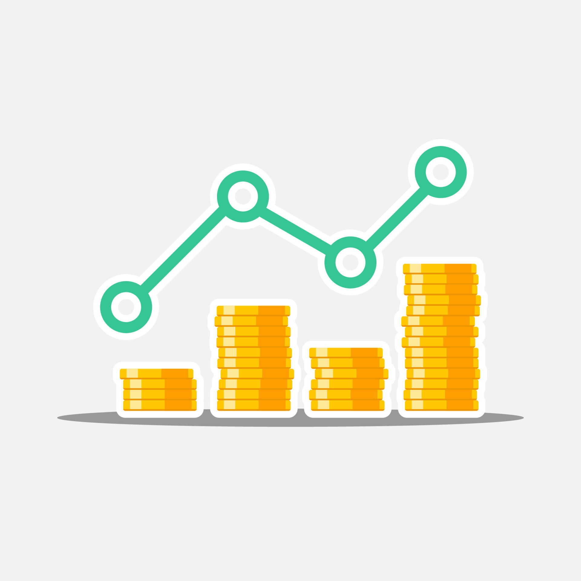 Wallpaper #h2cBEZMBSpphPi3-oPVg213 Gold Coins Price Up Green Graph White Stroke and Shadow Icon Vector