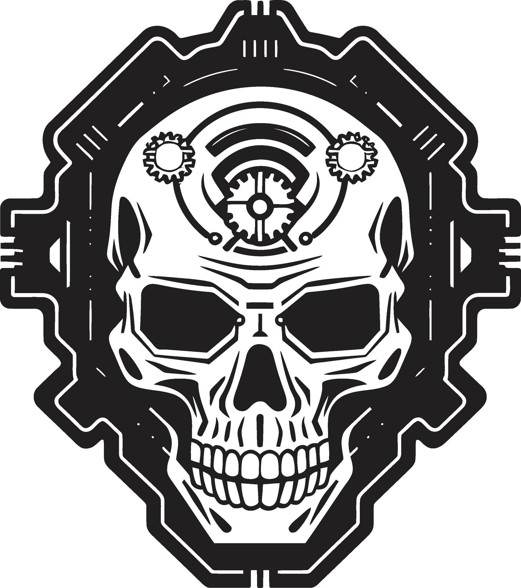 Wallpaper #OGiSHJMBSpphPi3-1yPm91 Cyberpunk Skull Emblem the Fusion of Man and Machine Vector Mechanical
