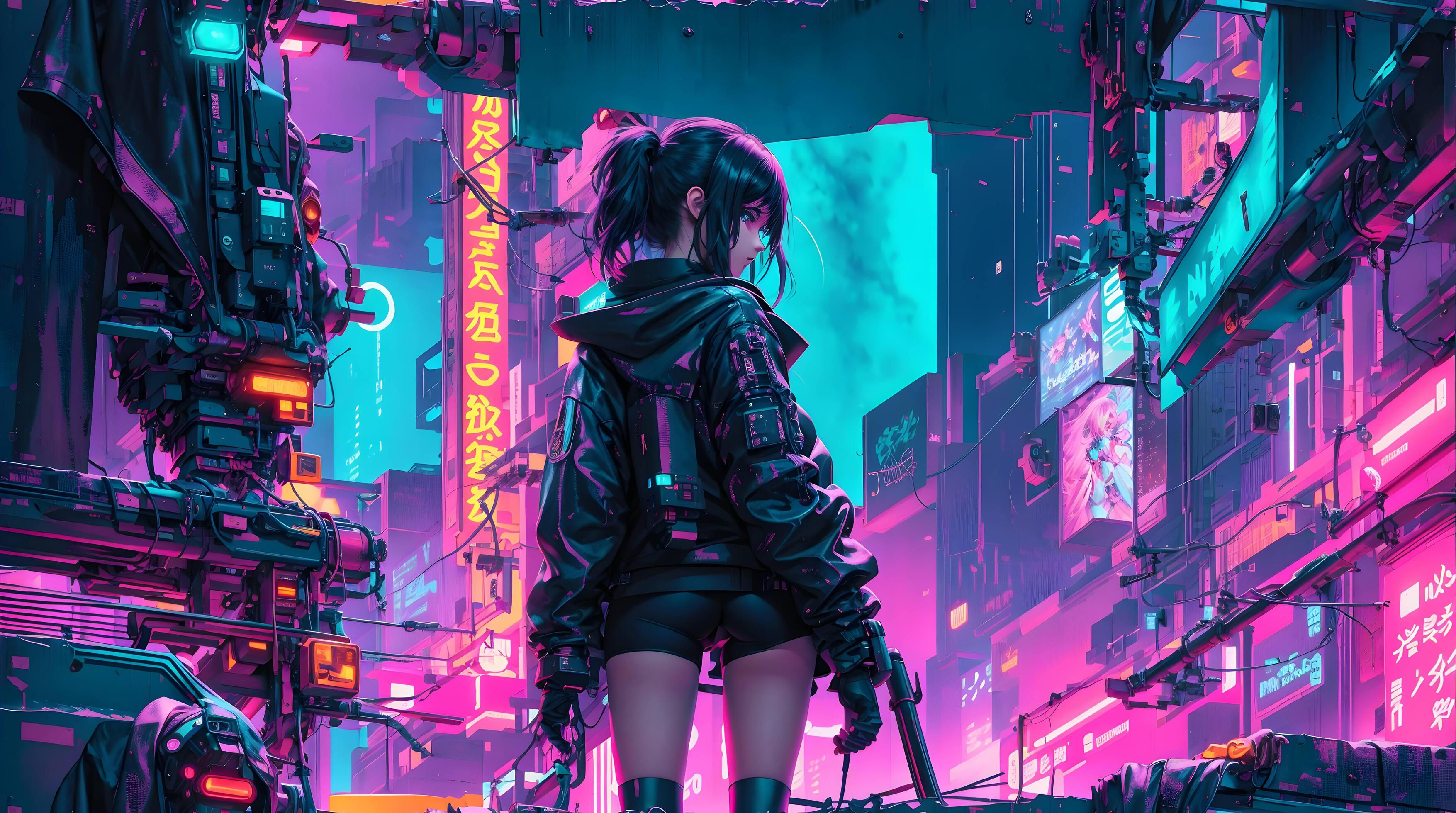 Wallpaper #3x28LZMBlOZrFDOkHNHb32 The Neon Lit Streets of a Cyberpunk Anime Night City with This