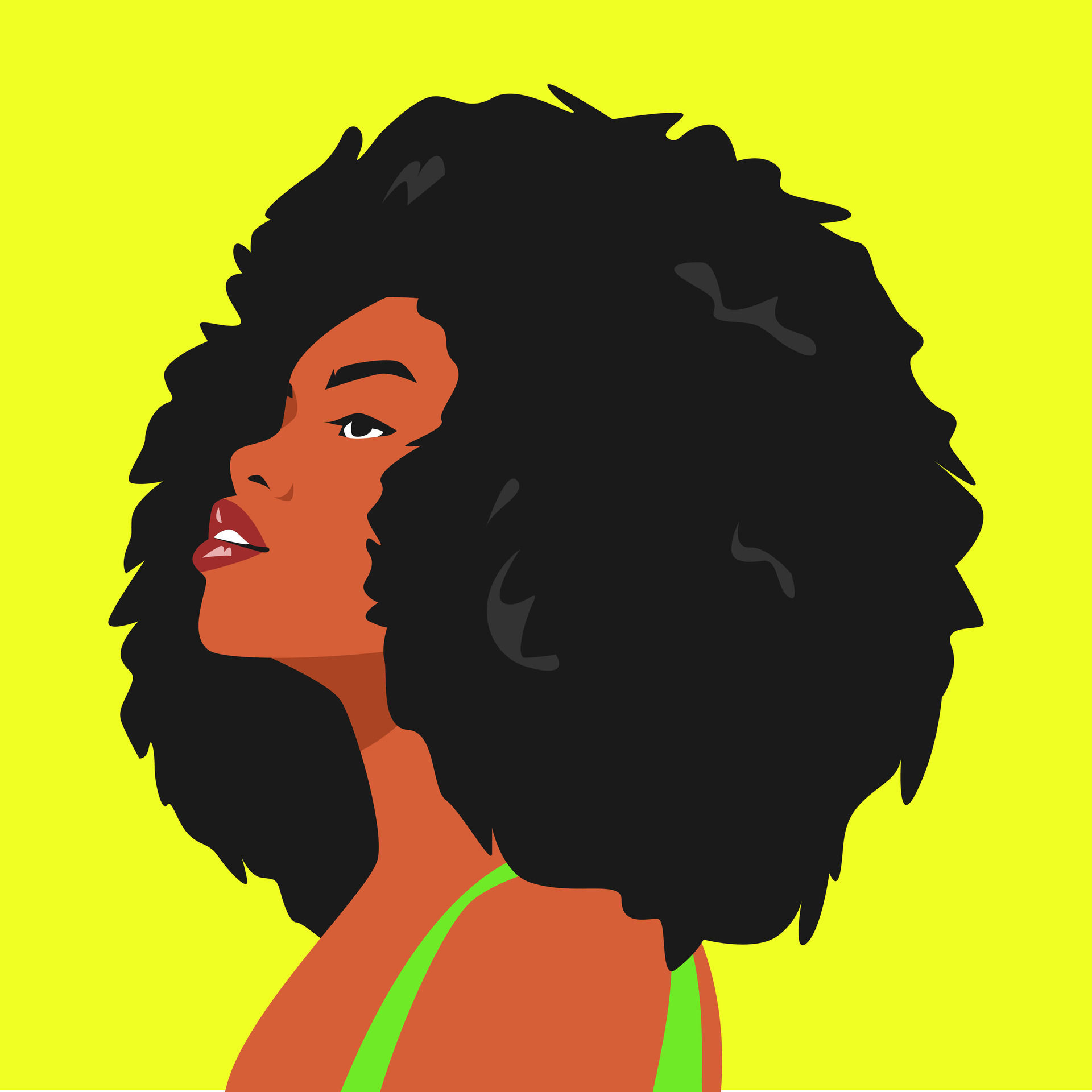 Wallpaper #nWdrAZMBSpphPi3-YapM315 Portrait of Beauty African Female with Afro Hairstyle Side View