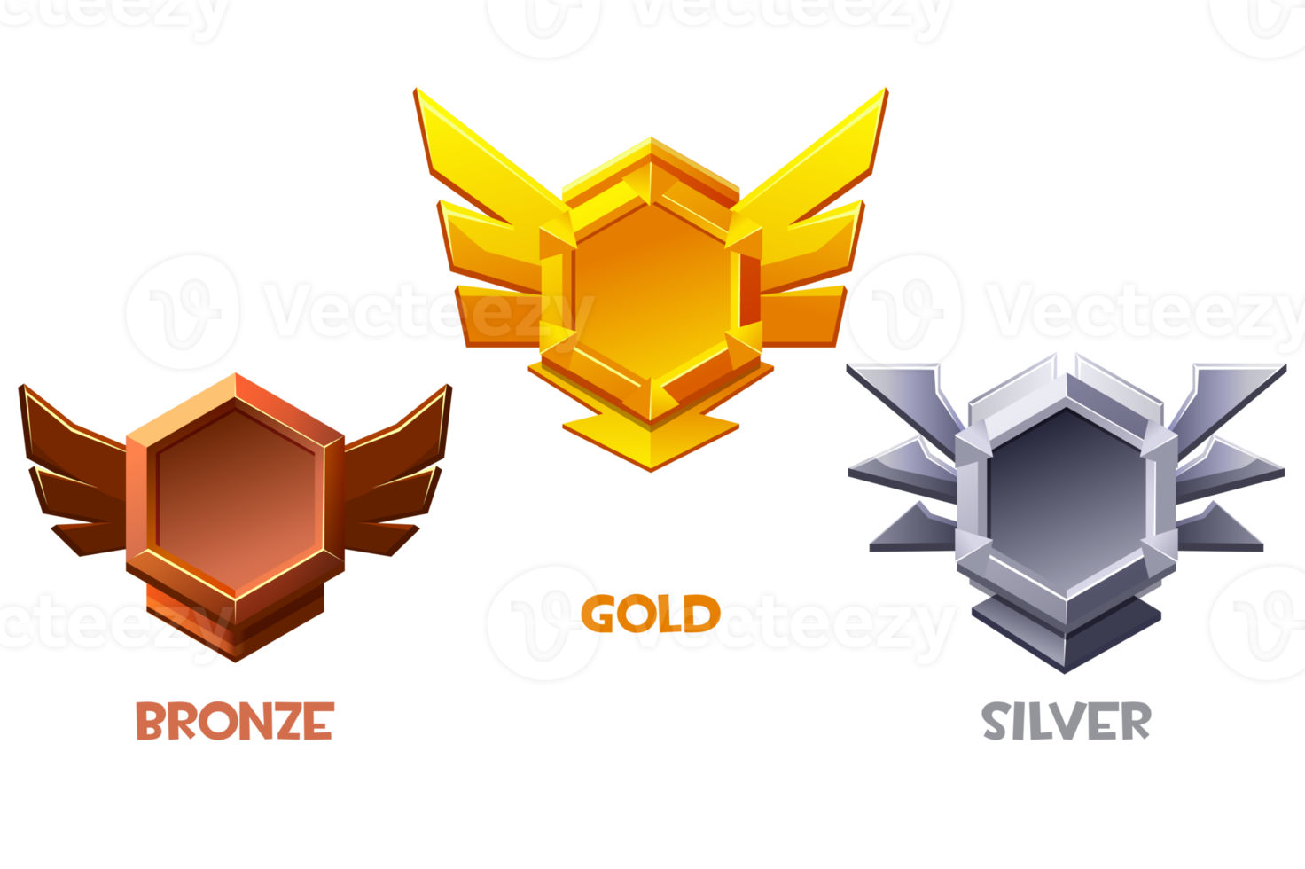 Wallpaper #a2eT_5IBSpphPi3-DKNJ13 Set of Game Rank Icons Isolated Bronze Silver and Gold Game Badges