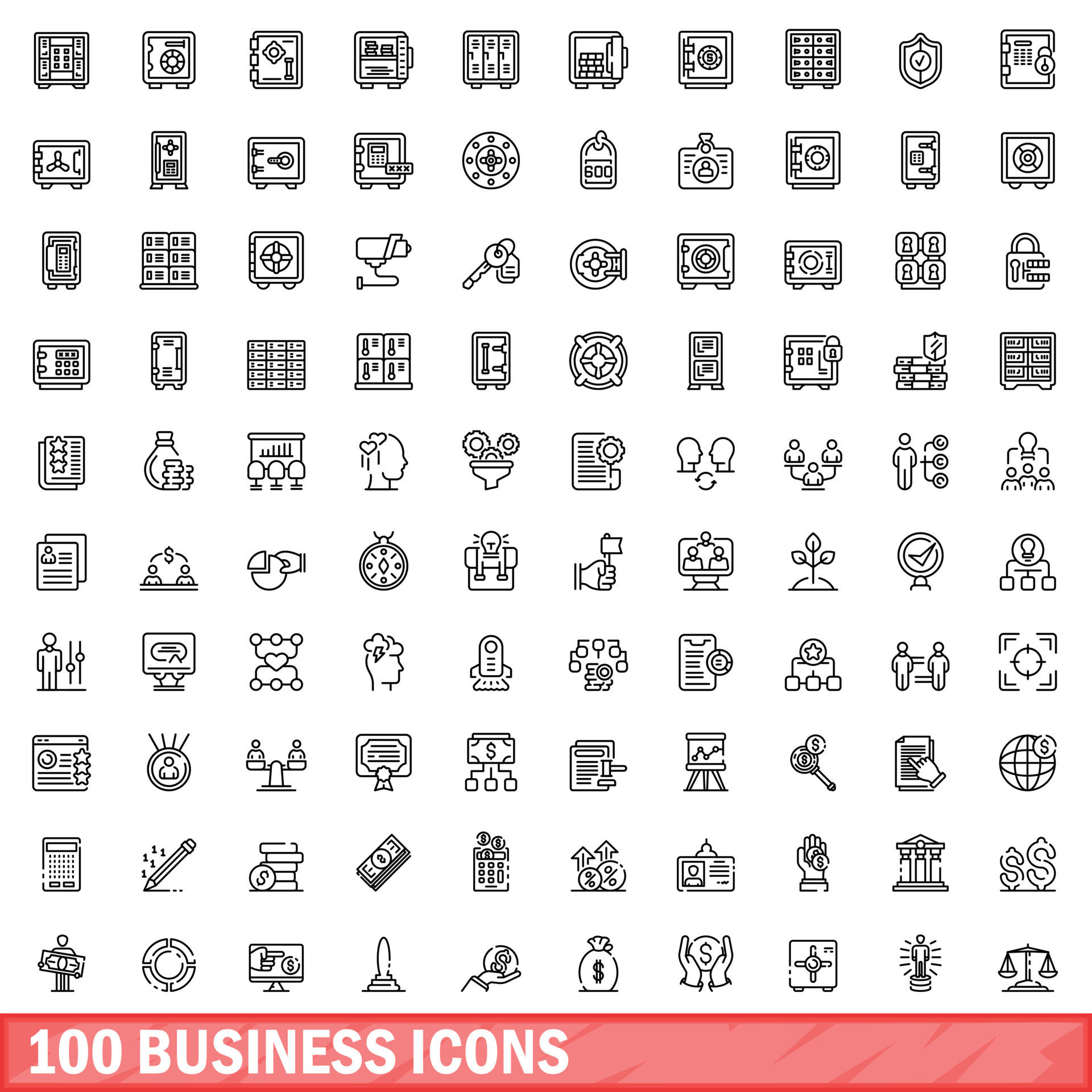 Wallpaper #wZyy4ZIBZHQxiYarrLy4338 100 Business Icons Set Outline Style 8455607 Vector Art at Vecteezy