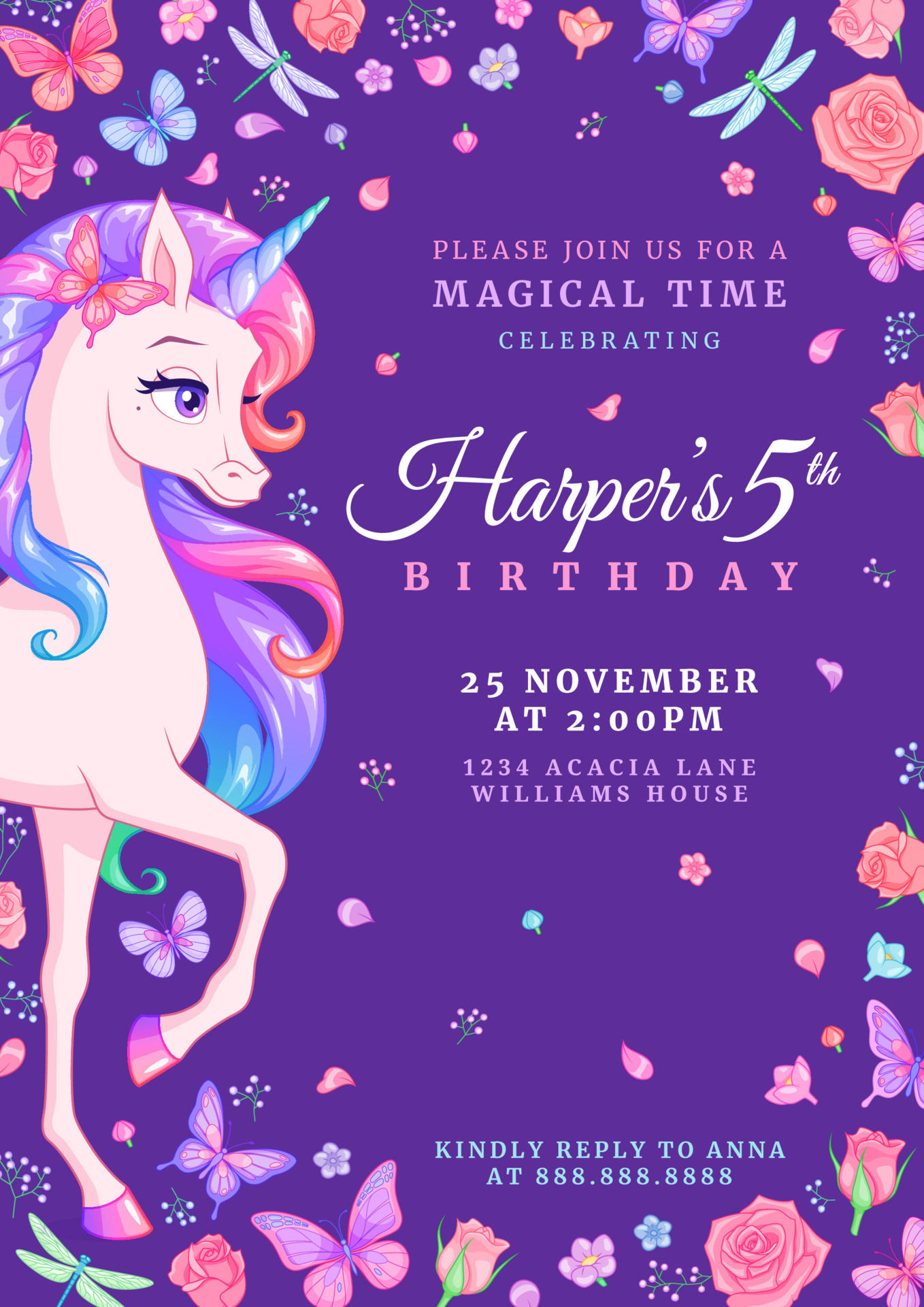 Wallpaper #Op3GZpcBkAG5jTCHzLM314 Unicorn Party Birthday Invitation Vector Template with Butterflies and