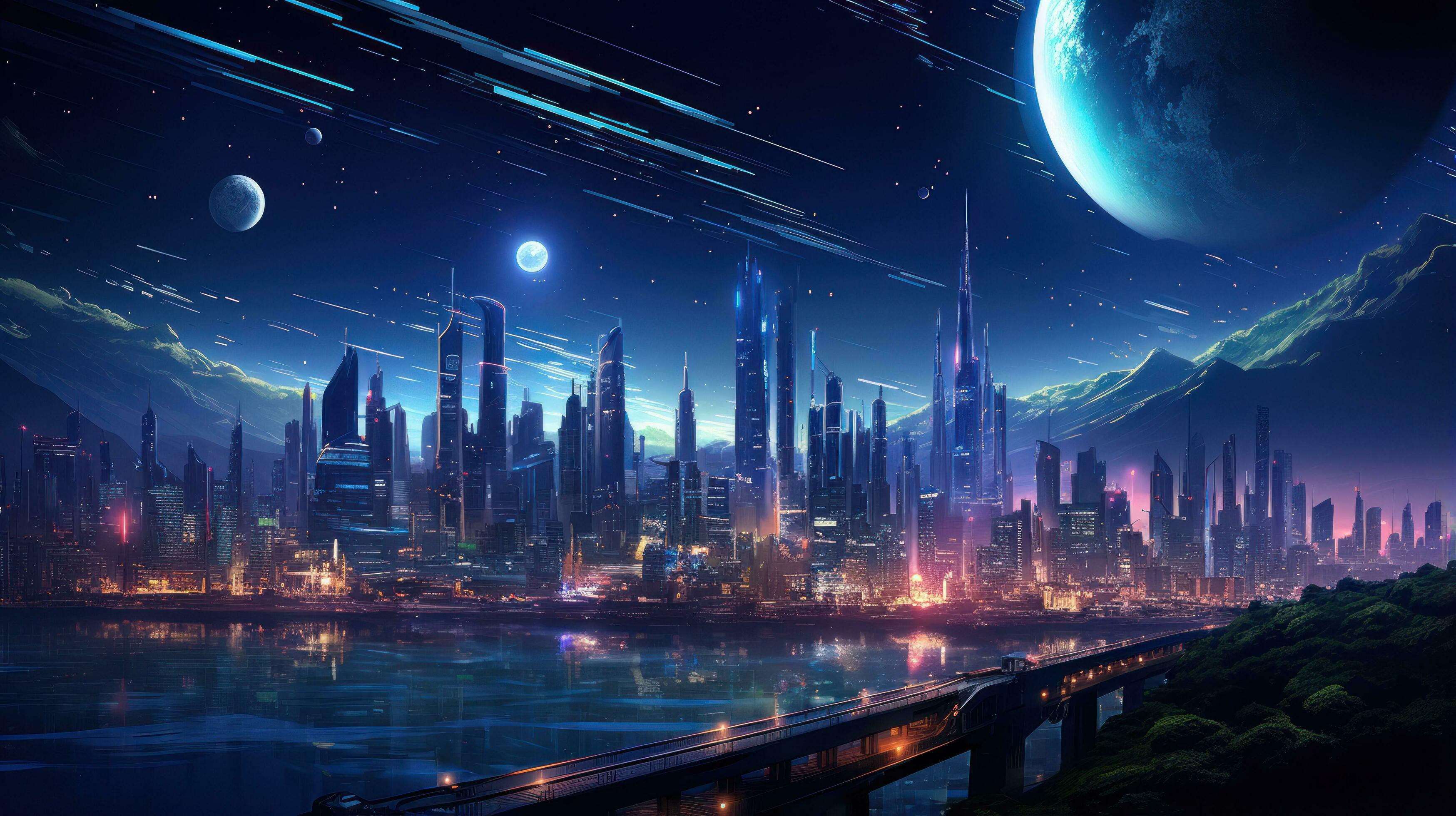 Wallpaper #aWjcHZMBSpphPi3-Yicj124 Futuristic Cityscapes with Neon Lights and Cyberpunk Vibes 29773369