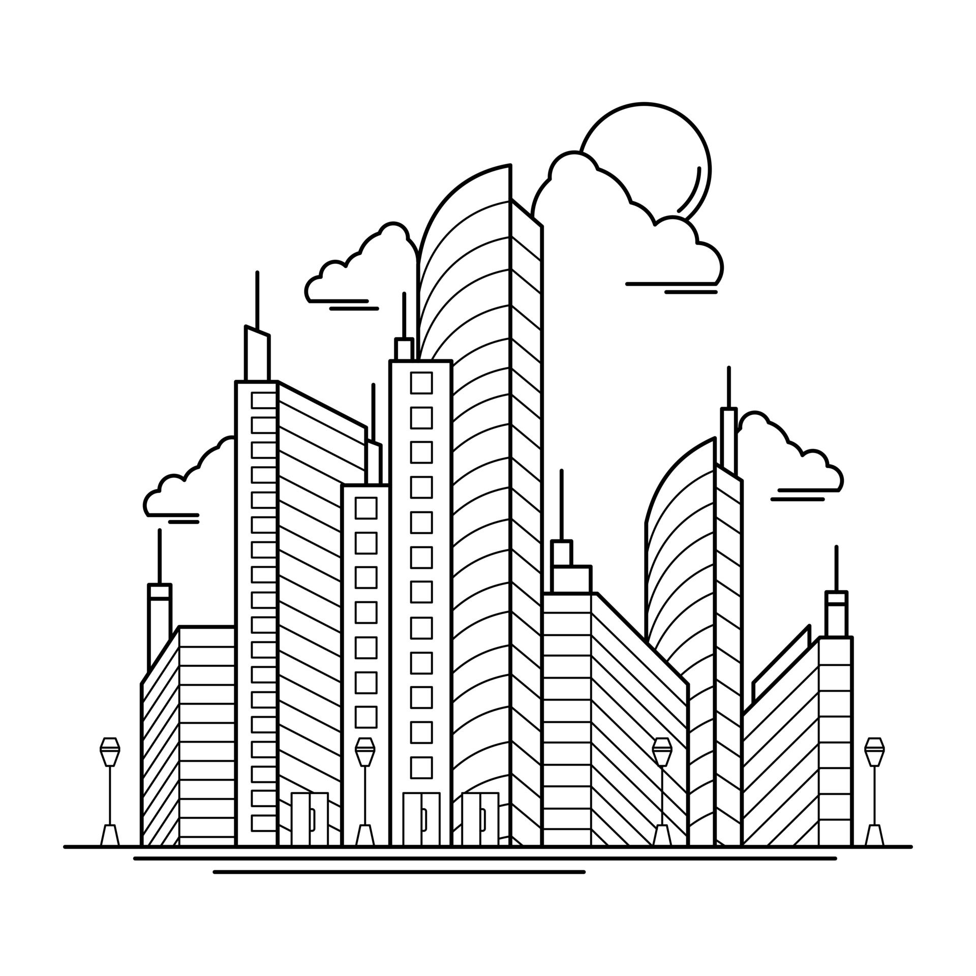 Wallpaper #dmfr65IBSpphPi3-5U-B53 City Building Outline Design for Drawing Book Style Four 3221381 Vector
