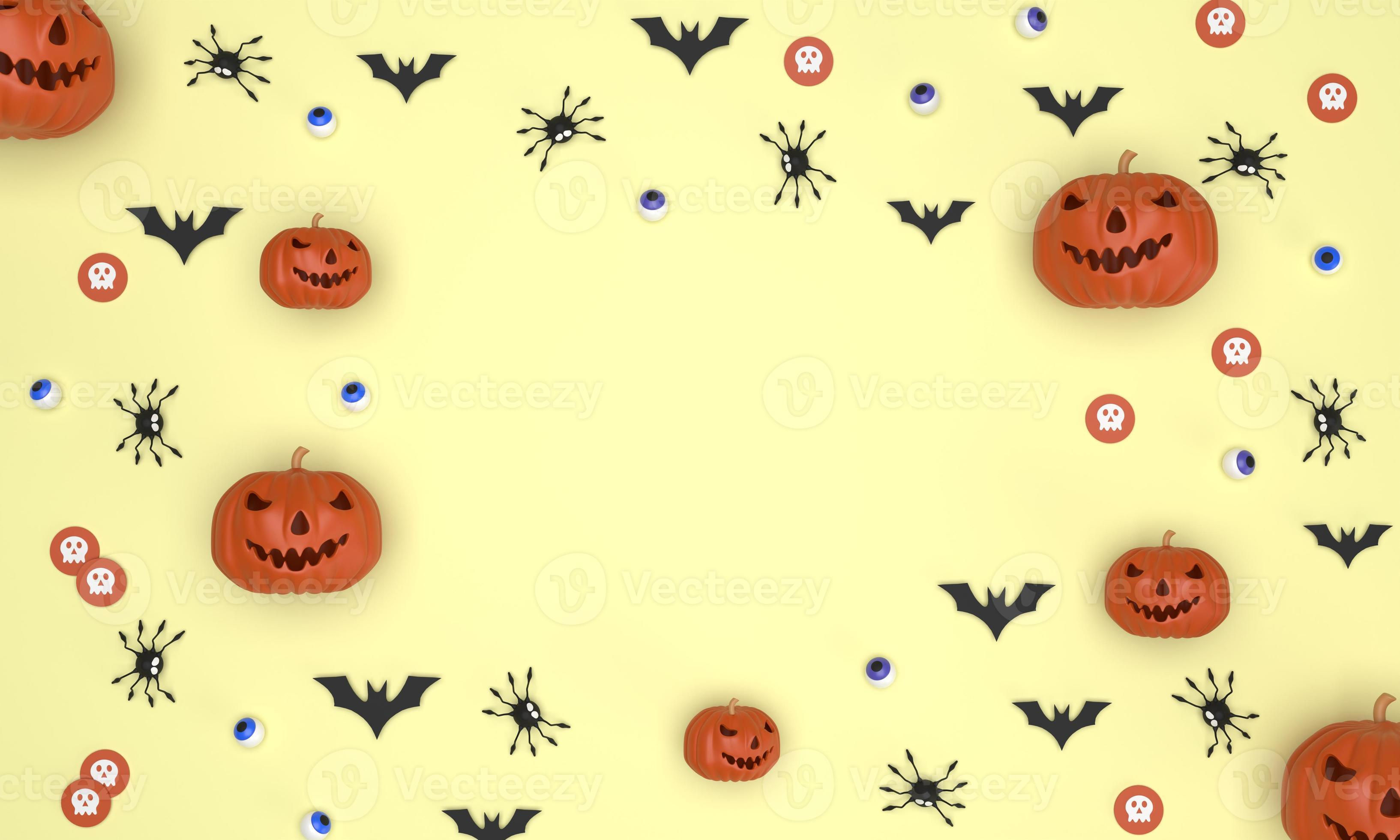 Wallpaper #SfS5OZMBKFX8bn3rL3dx316 Halloween Festival Background on Yellow Background Ghost Pumpkin Bats