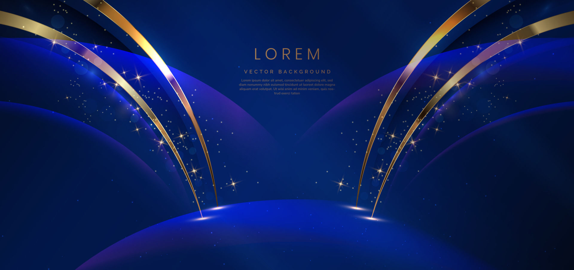 Wallpaper #pB0RLpMBlOZrFDOk0dKq80 Abstract Gold Curved on Dark Blue Background with Lighting Effect and