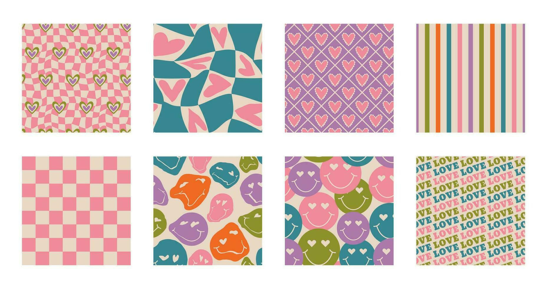 Wallpaper #BWi9HZMBSpphPi3-Uyf1105 Aesthetic Retro Romantic Printable Groovy Hearts Seamless Pattern