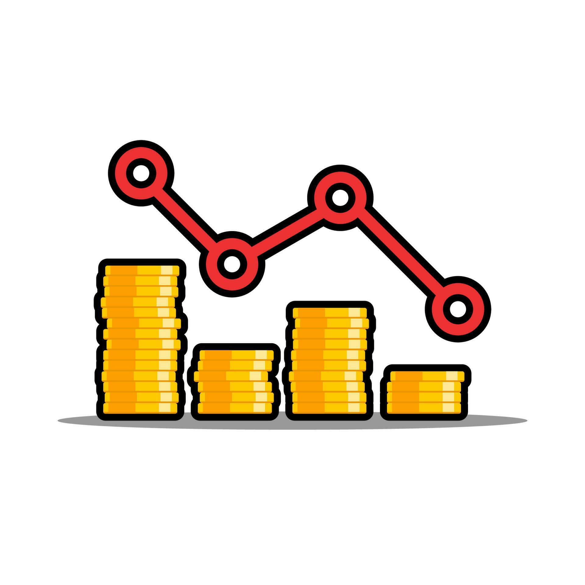 Wallpaper #h2cBEZMBSpphPi3-oPVg216 Gold Coins Price Down Red Graph Black Stroke and Shadow Icon Vector