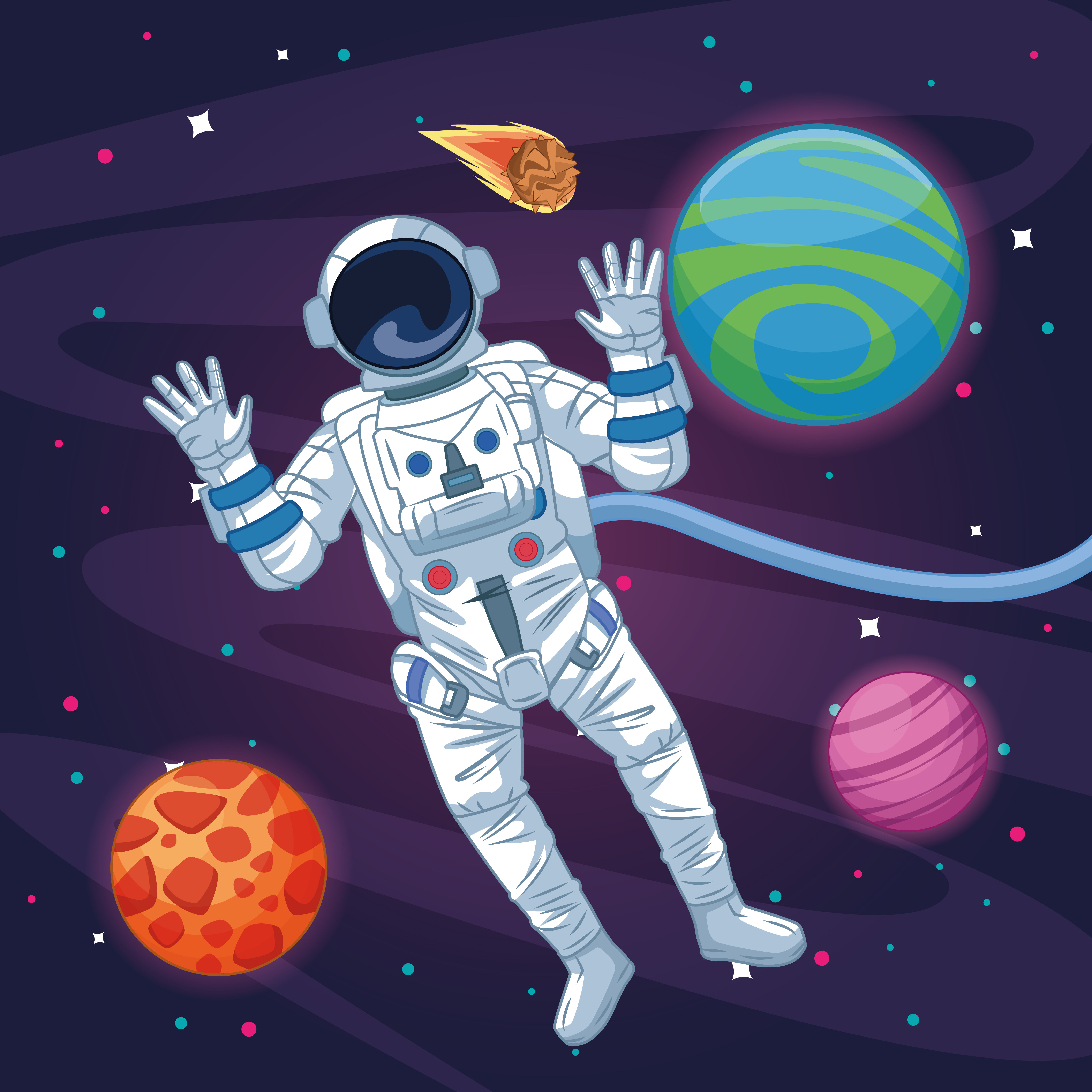 Wallpaper #YjGbNZMB5zzyi_yY1Fda192 Astronaut in the Galaxy Cartoon 655082 Vector Art at Vecteezy