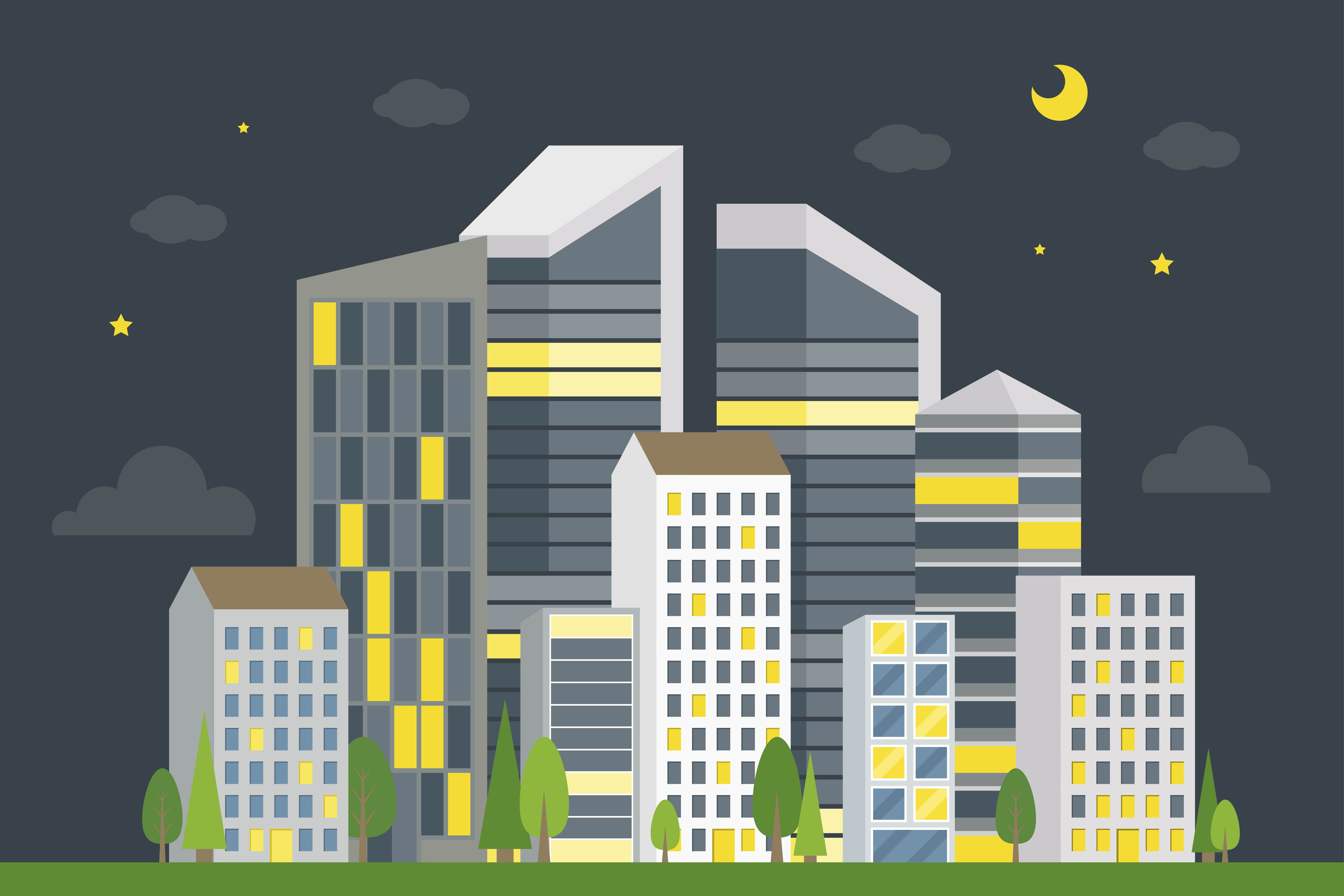 Wallpaper #dmfr65IBSpphPi3-5U-B1 City Downtown Landscape Modern Building Vector Illustration 647562