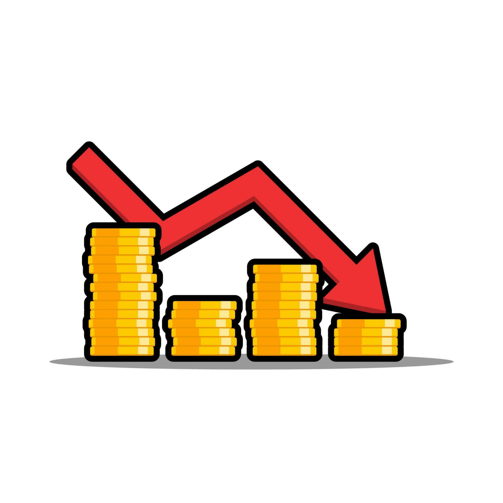 Wallpaper #h2cBEZMBSpphPi3-oPVg267 Gold Coins Price Down Red Graph Black Stroke and Shadow Icon Vector