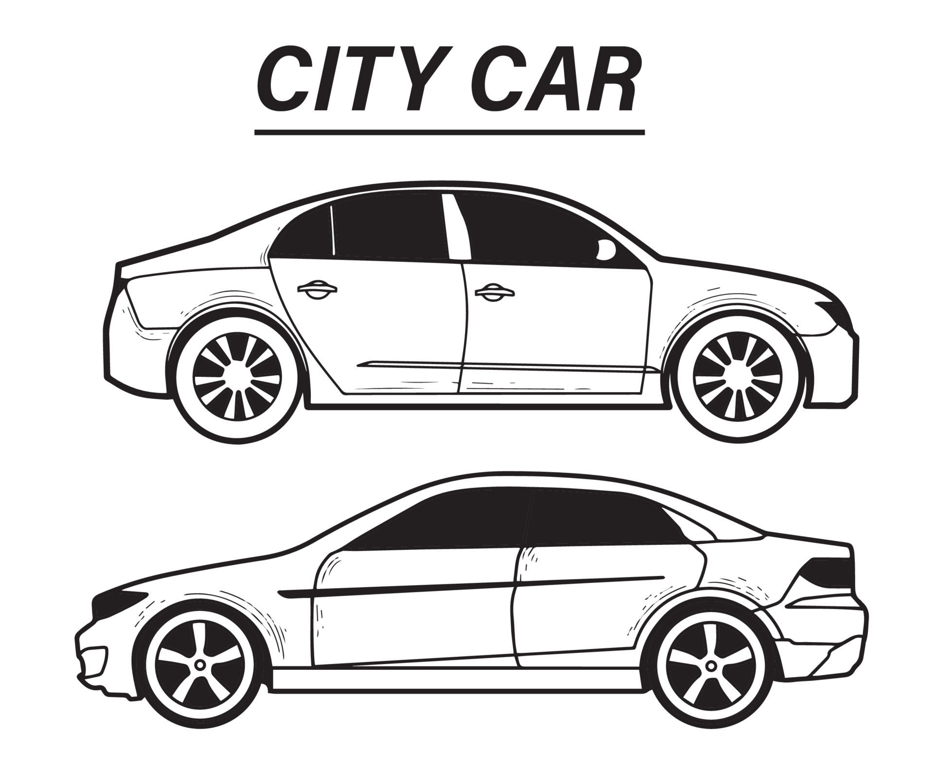Wallpaper #vAMtZZMBpyOg8YnEctg8210 Collection the Side of the Sedan and City Car Sketch Isolated Part 2