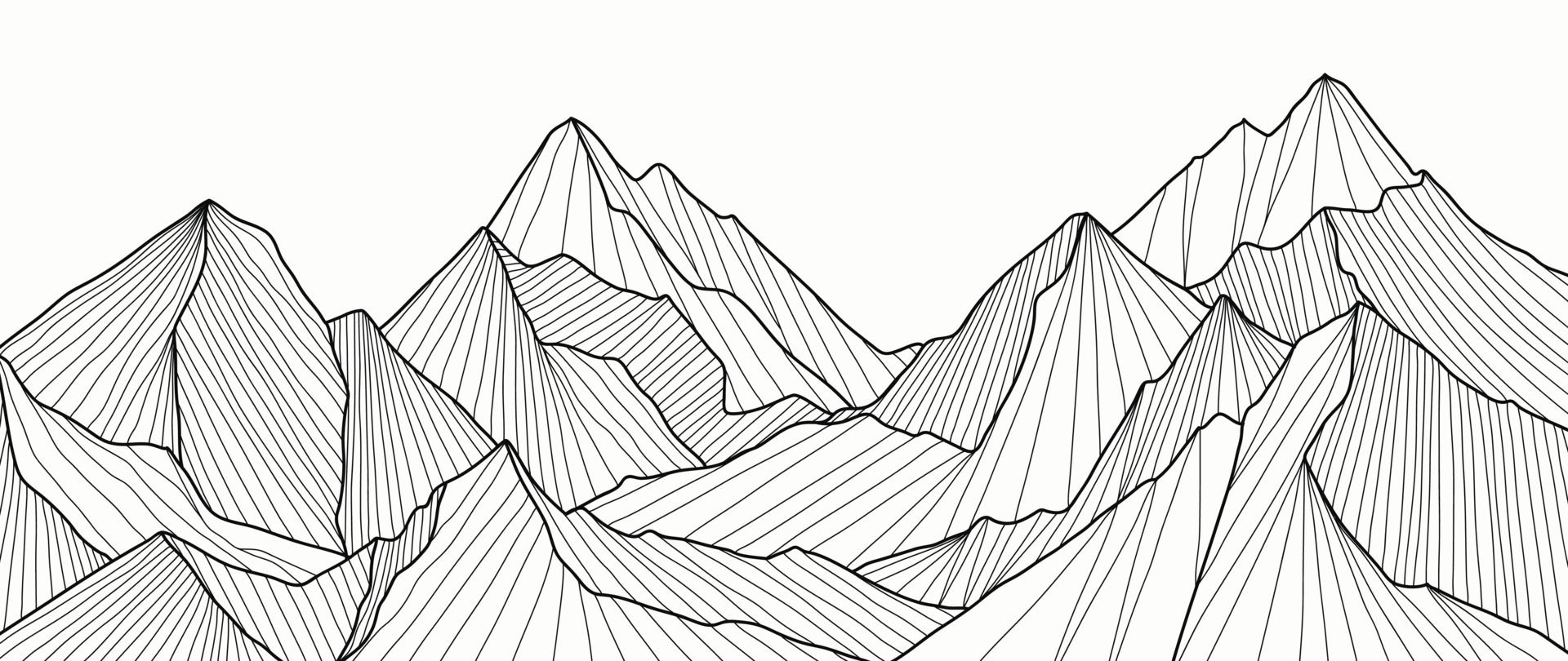 Wallpaper #s-9ES5MBMN-XEVvVNzoH270 Black and White Mountain Line Art Wallpaper Contour Drawing Luxury