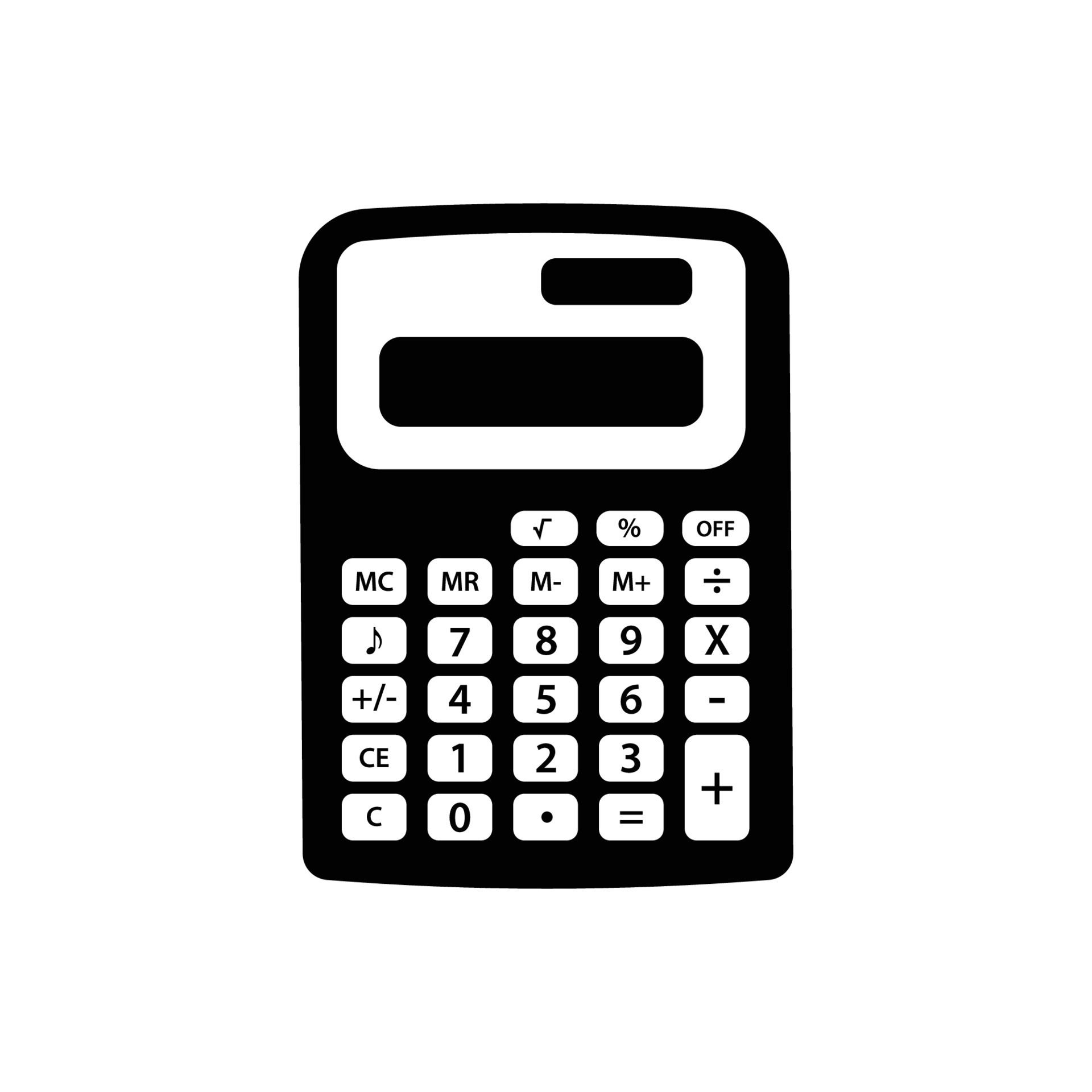Wallpaper #XmepBpMBSpphPi3-QcIQ265 Calculator Black and White Icon Design Element on Isolated White