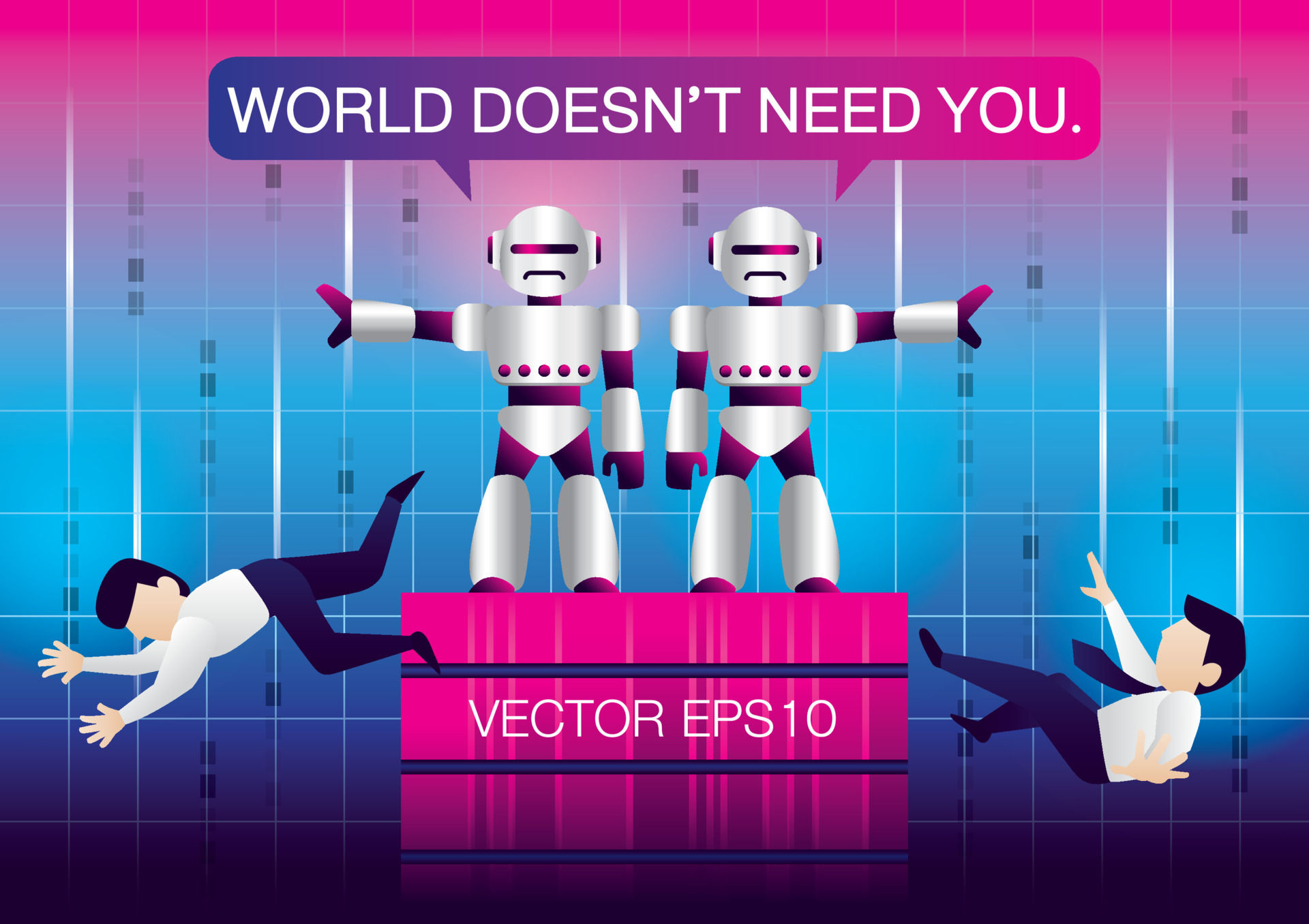 Wallpaper #vWdm9pIBSpphPi3-zYNc343 Illustration Vector Robots Replace Human Worker Robots Takeover Human
