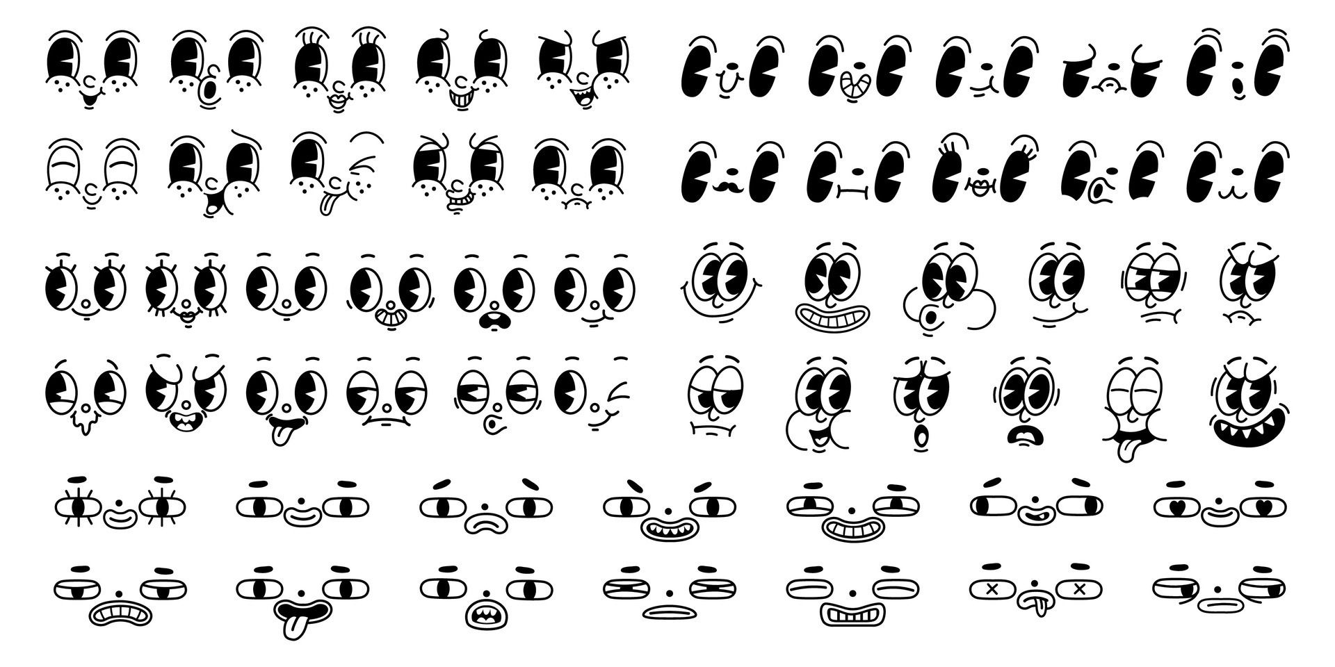 Wallpaper #PGiaG5MBSpphPi3-TiDb41 Cartoon 1930 S Retro Faces Vintage Emotional Face Old Style Funny
