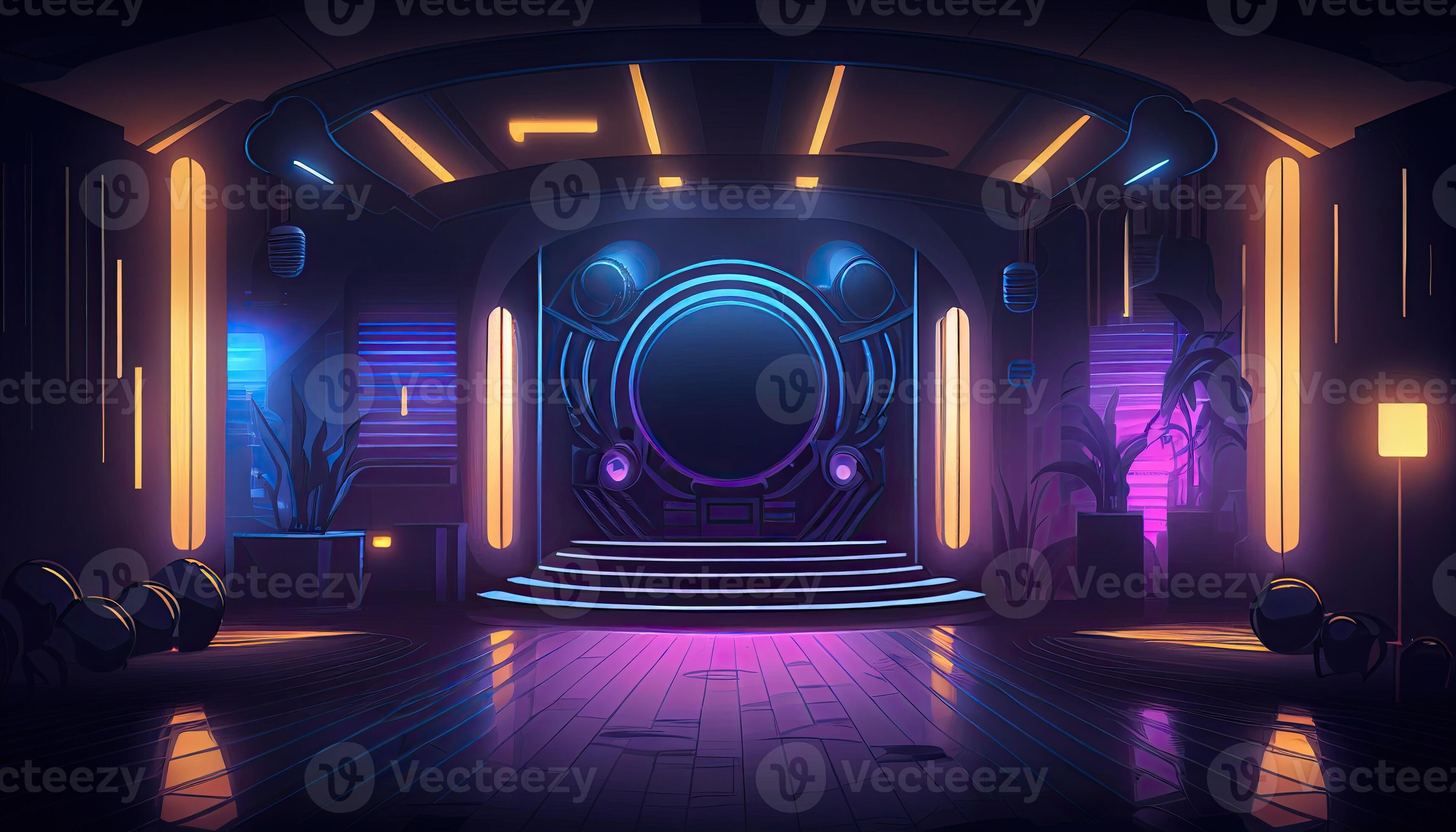 Wallpaper #32gqF5MBSpphPi3-sA2h35 Night Club Background Indoor Interior Neon Lights Glow Purple Backdrop