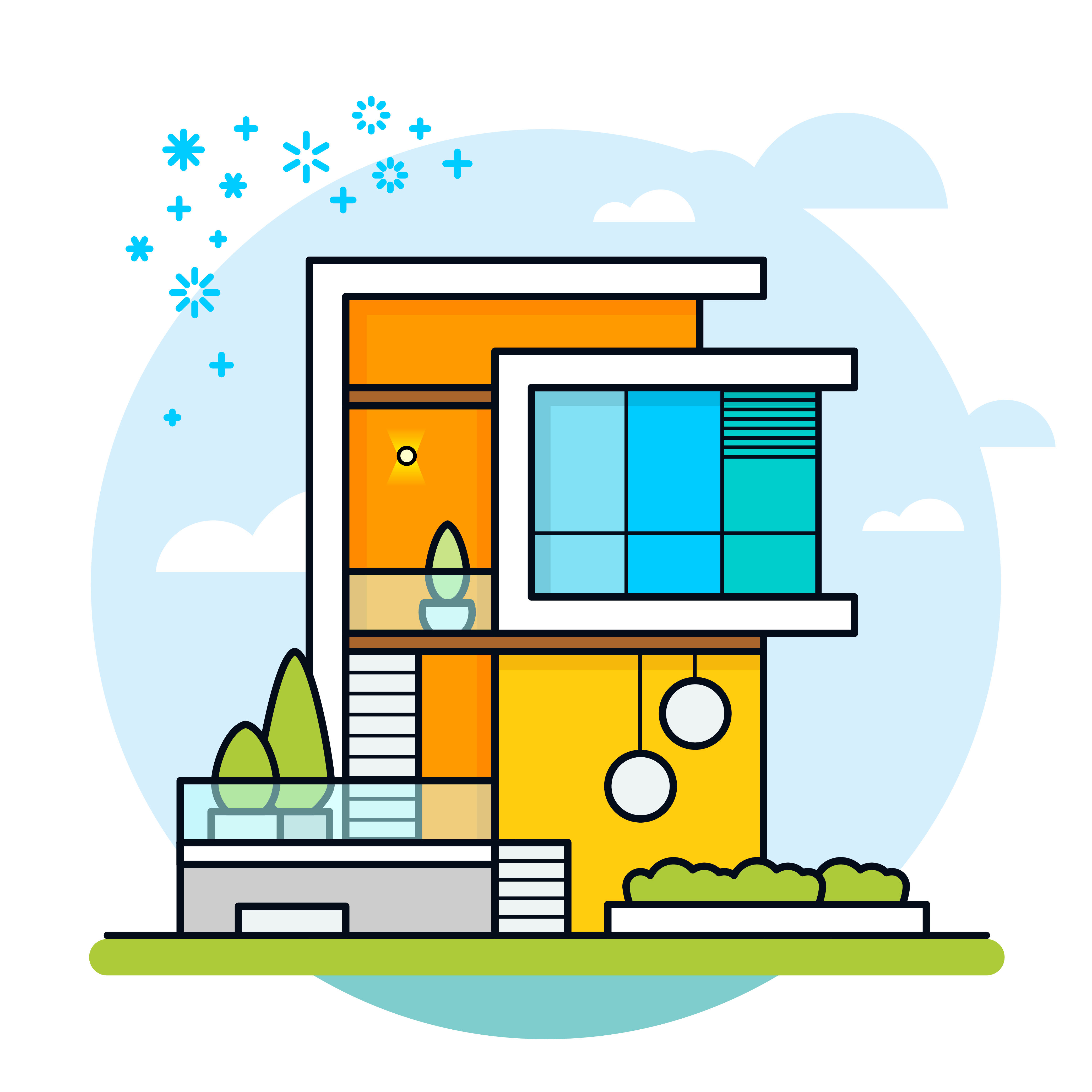 Wallpaper #_wM6Y5MBpyOg8YnEo9Sb191 Vector Illustration of Modern House 552065 Vector Art at Vecteezy