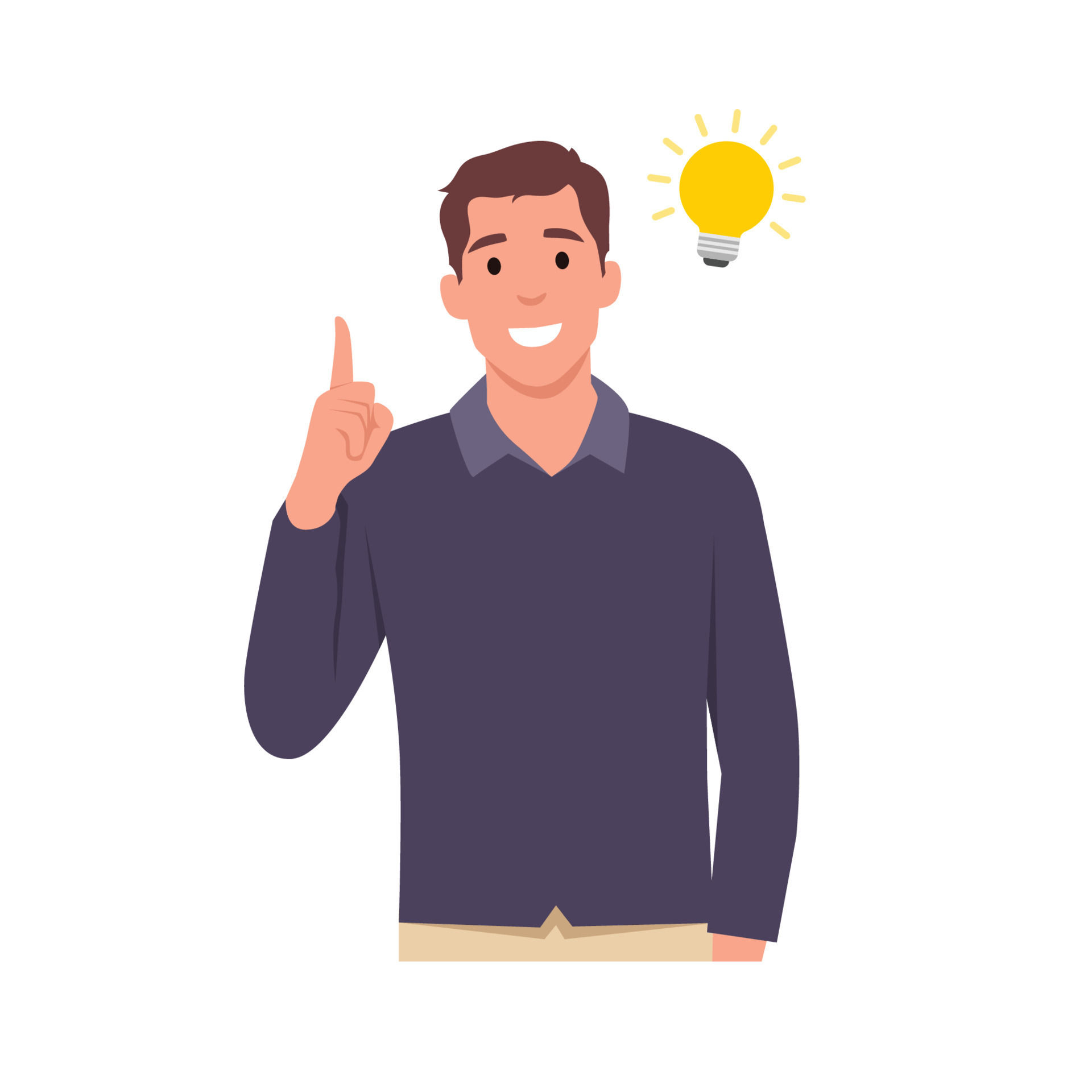 Wallpaper #k2eg8pIBSpphPi3-sXFs59 Young Smiling Man Cartoon Character Pointing Up Index Finger with