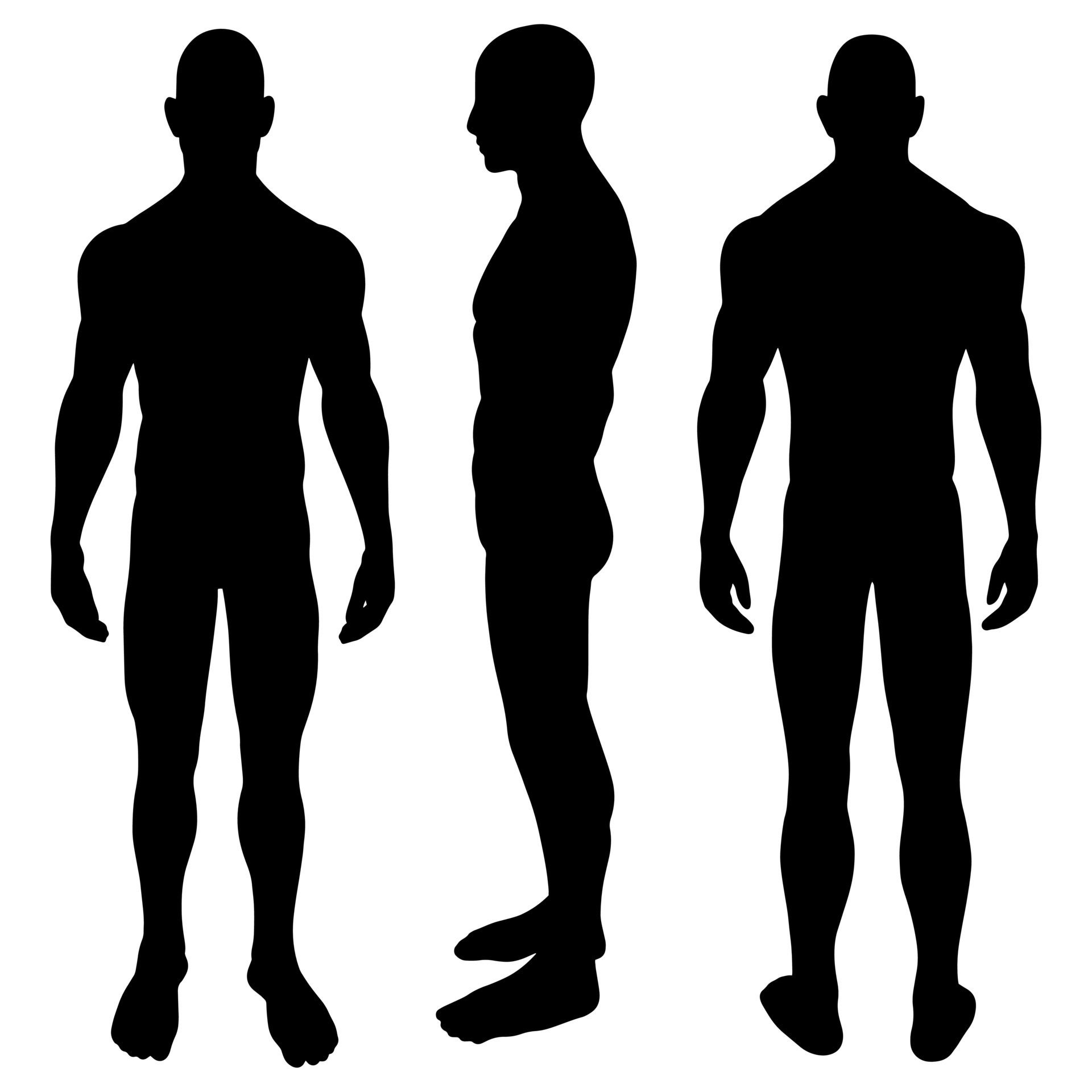 Wallpaper #hGcAC5MBSpphPi3-Edcw236 Man Body Vector Black Silhouettes in Front Side and Back View 8327880