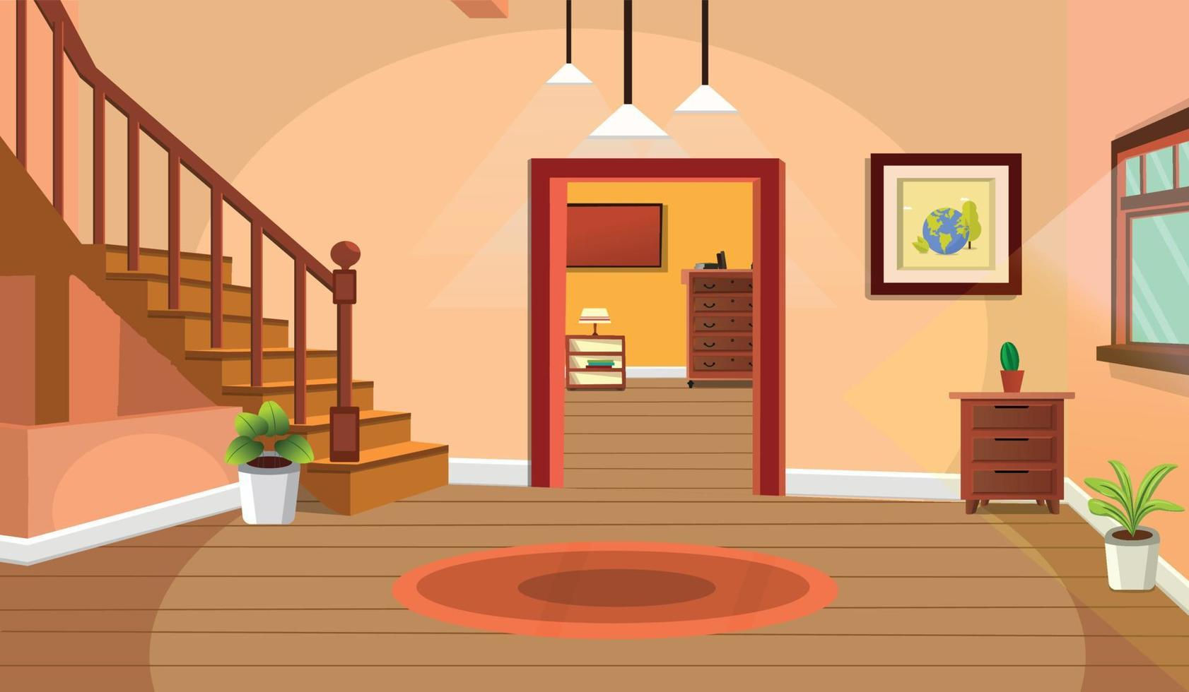 Wallpaper #MWcjC5MBSpphPi3-X9jd290 Room Inside Interior Cartoon Living Room House with Furniture Stairs