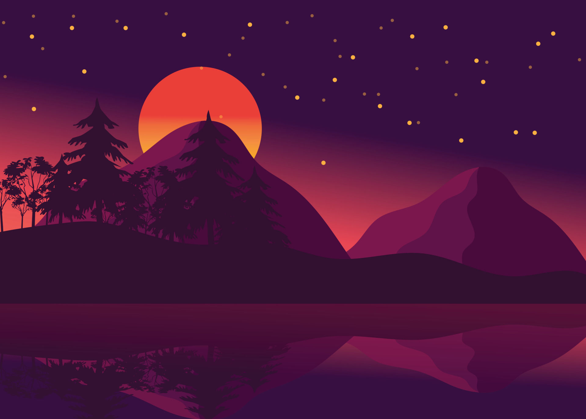 Wallpaper #HCysSpMB0E1QgA7wE_fM120 Beautiful Mountain Background Landscape During Night Time with Stars