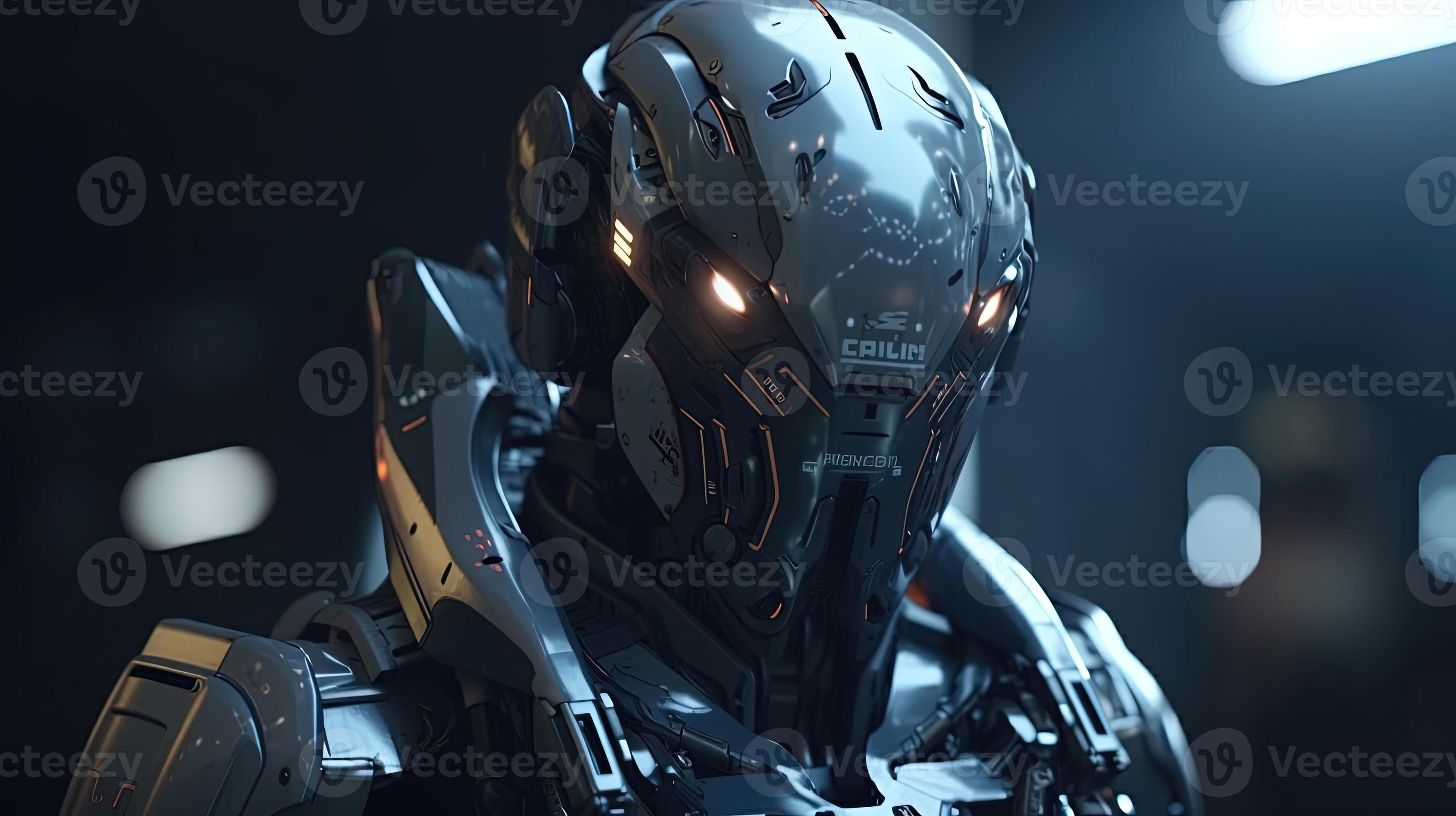 Wallpaper #32cE-5IBSpphPi3-g5LU281 Science Fiction Military Robot Warrior Digital Art Illustration