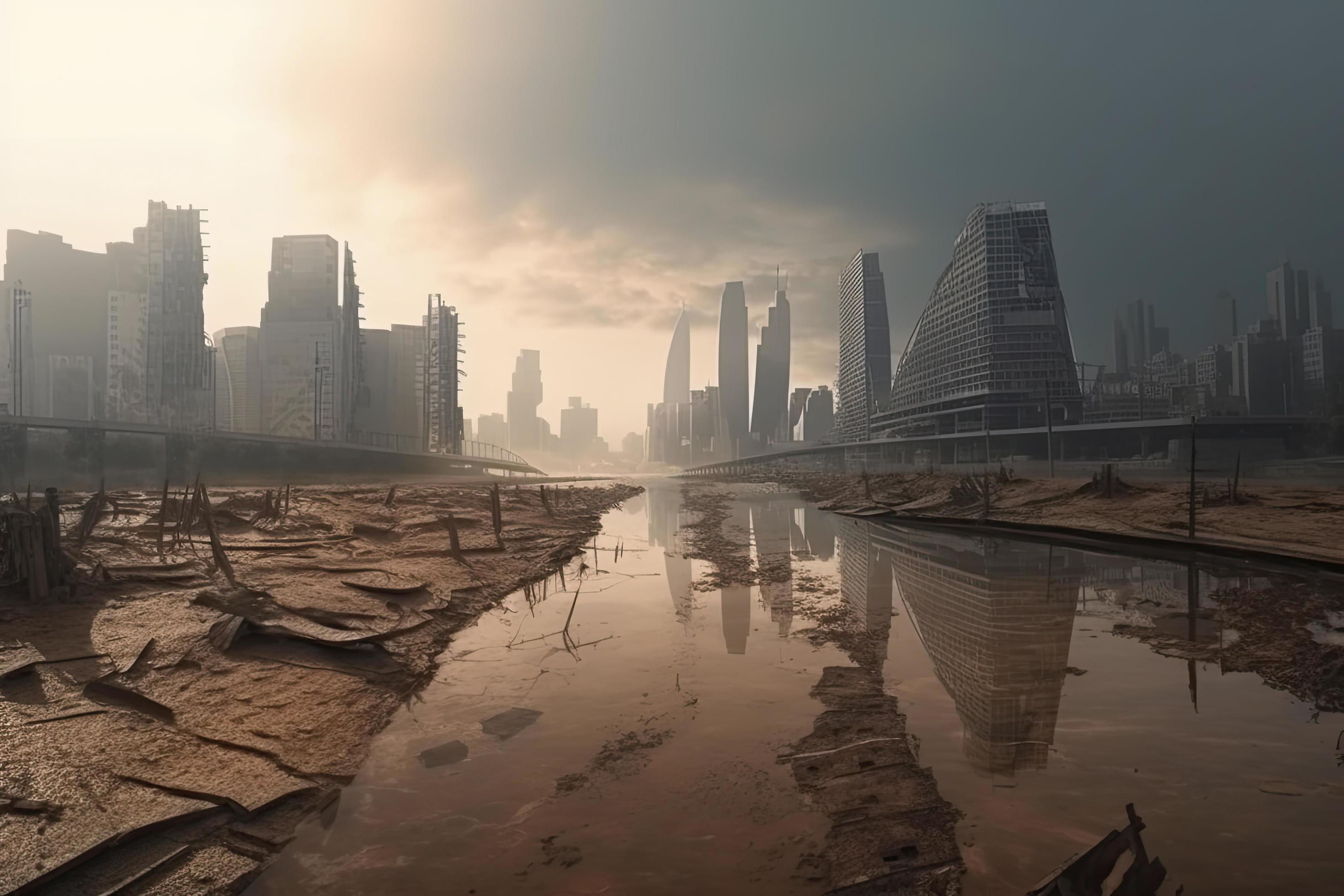 Wallpaper #3WgGIJMBSpphPi3-UCyv81 Post Apocalyptic Landscape City After the Effects of Global Warming