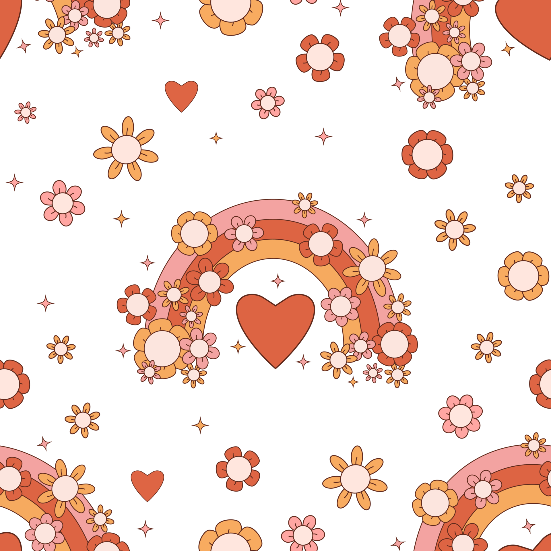 Wallpaper #Xj9NPJMBLiIJ4c9O-pG7282 Groovy Seamless Pattern Retro Rainbow 21053495 Png