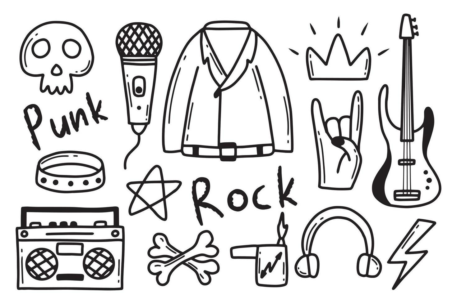 Wallpaper #QIf_MZMBPAdmKxa2_2NZ181 Rock N Roll Punk Music Doodle Set Graffiti Tattoo Hand Drawn Sticker