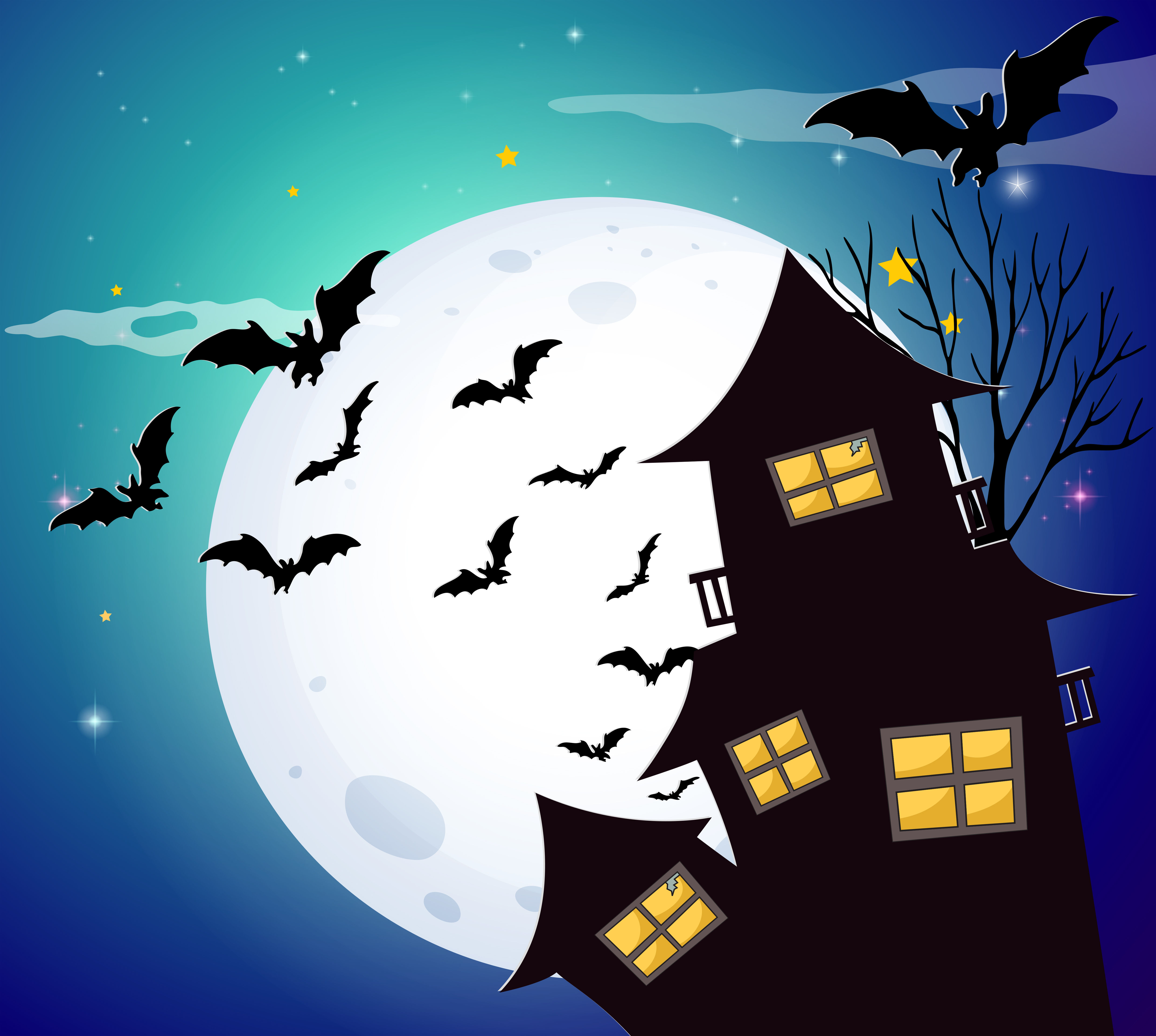 Wallpaper #80b81 Halloween Moon Bats Clipart Halloween Clipart Bats Etsy