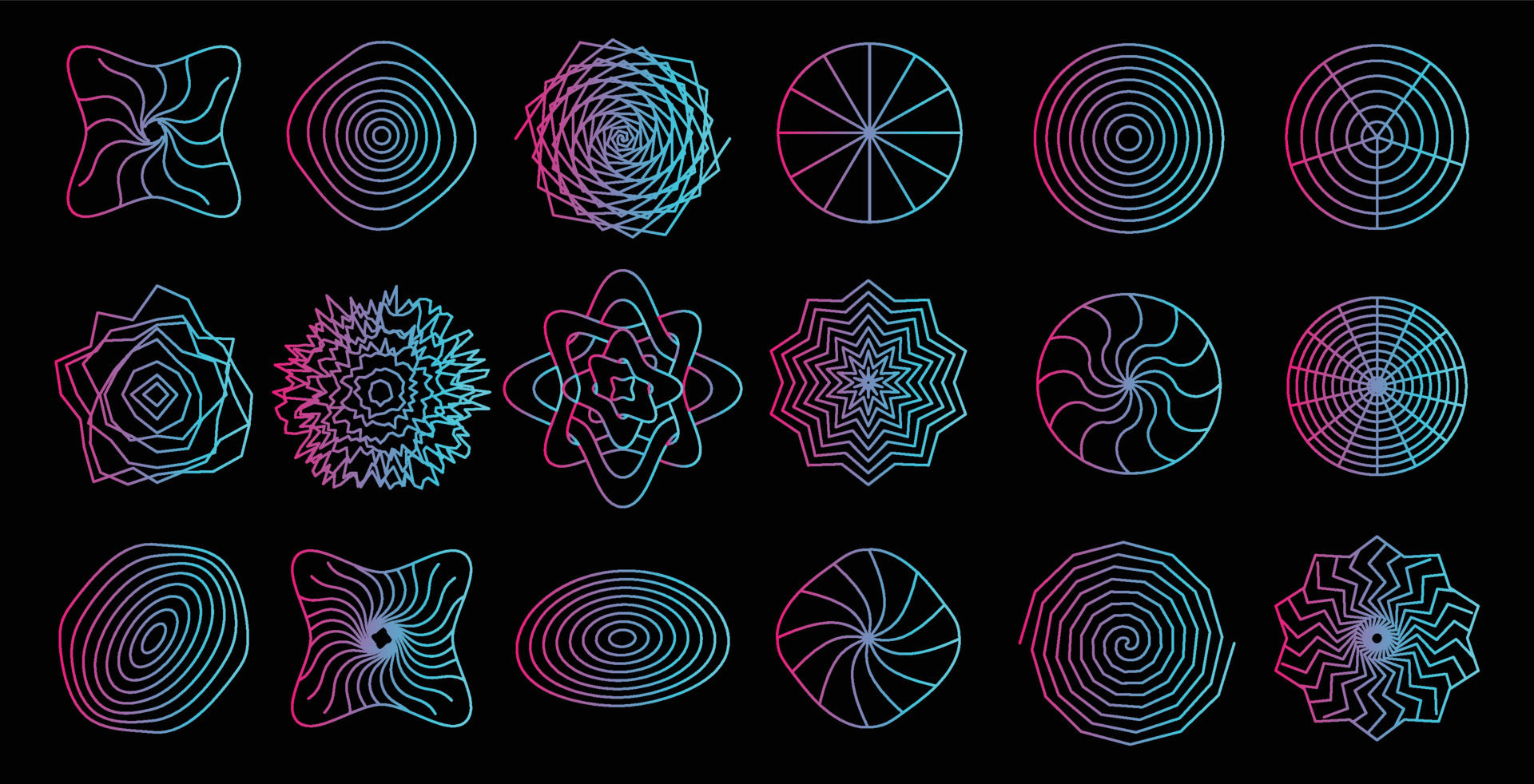 Wallpaper #vHMphI4BFI5NbQksQBxJ39 Set of Abstract Geometric Technology Elements in Cyberpunk Style Retro