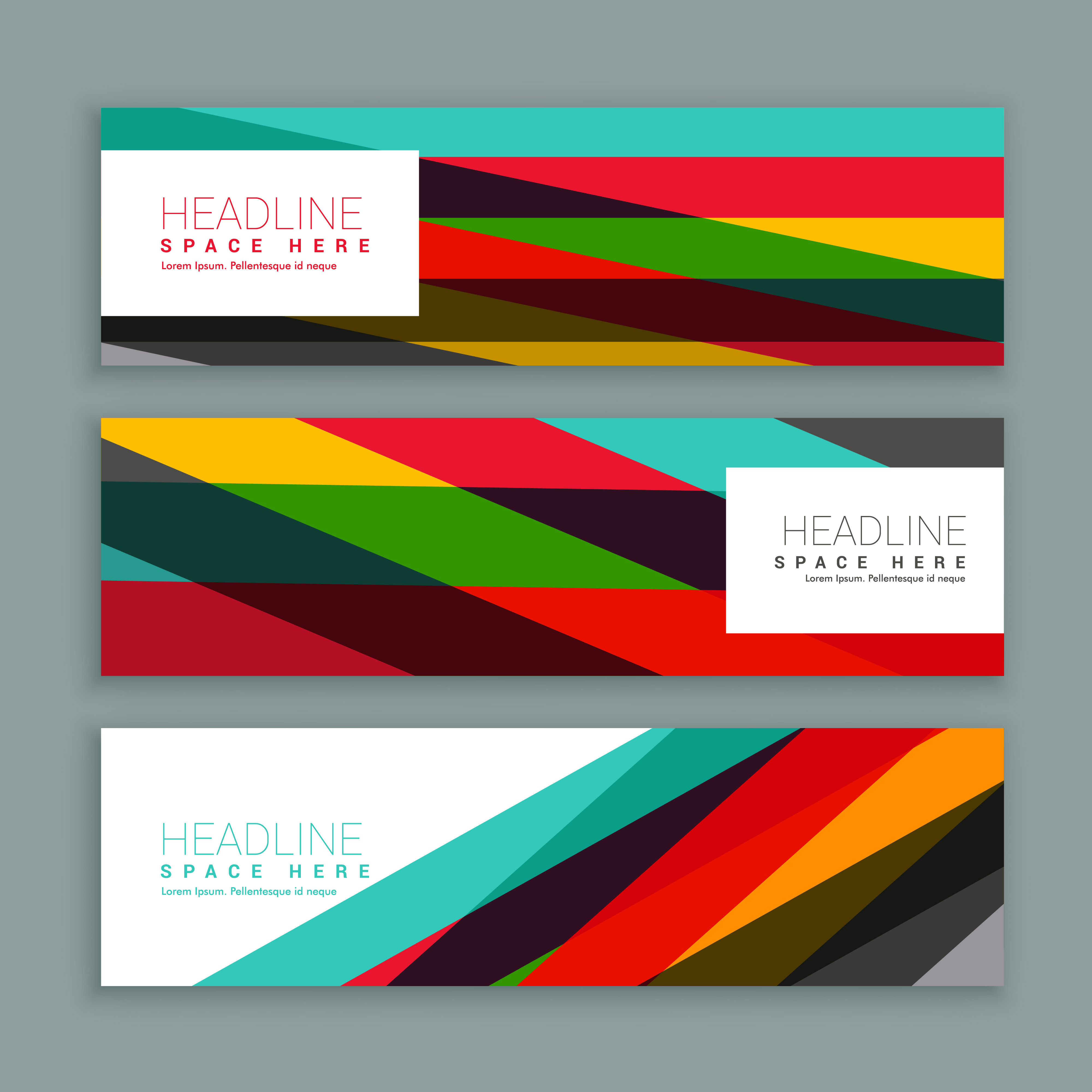 Wallpaper #_wM6Y5MBpyOg8YnEo9Sb32 Colorful Modern Horizontal Header and Banners Download Free Vector