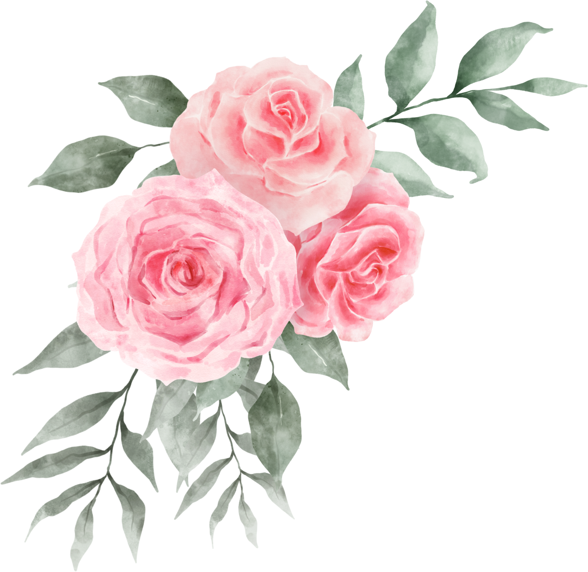 Wallpaper #0WhWIpMBSpphPi3-yzIc358 Pink Rose Flower Bouquet Arrangement Watercolor 9369352 Png