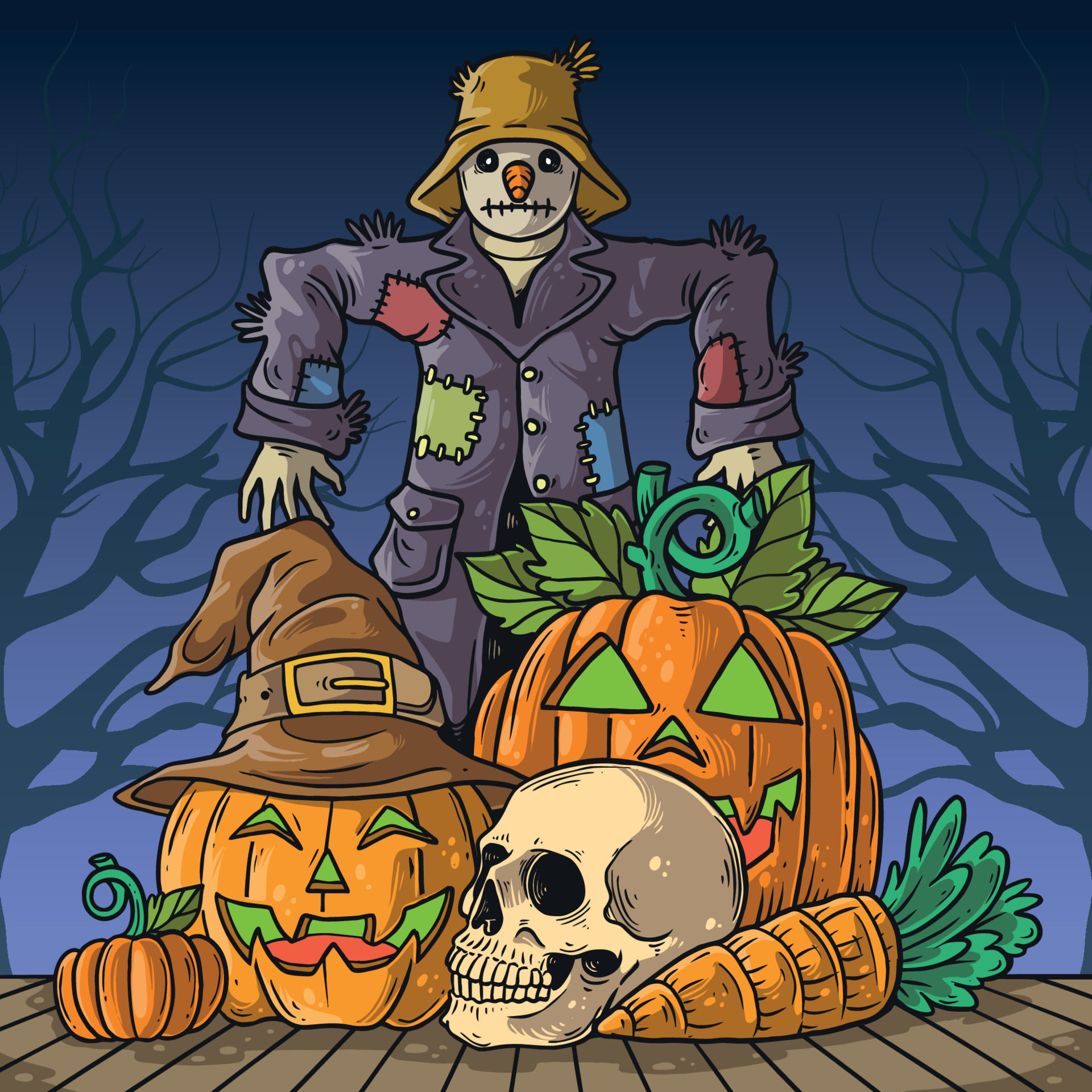 Wallpaper #XmeqDpMBSpphPi3-C-vd242 Halloween Jack Olantern and Scarecrow Concept 10838918 Vector Art at