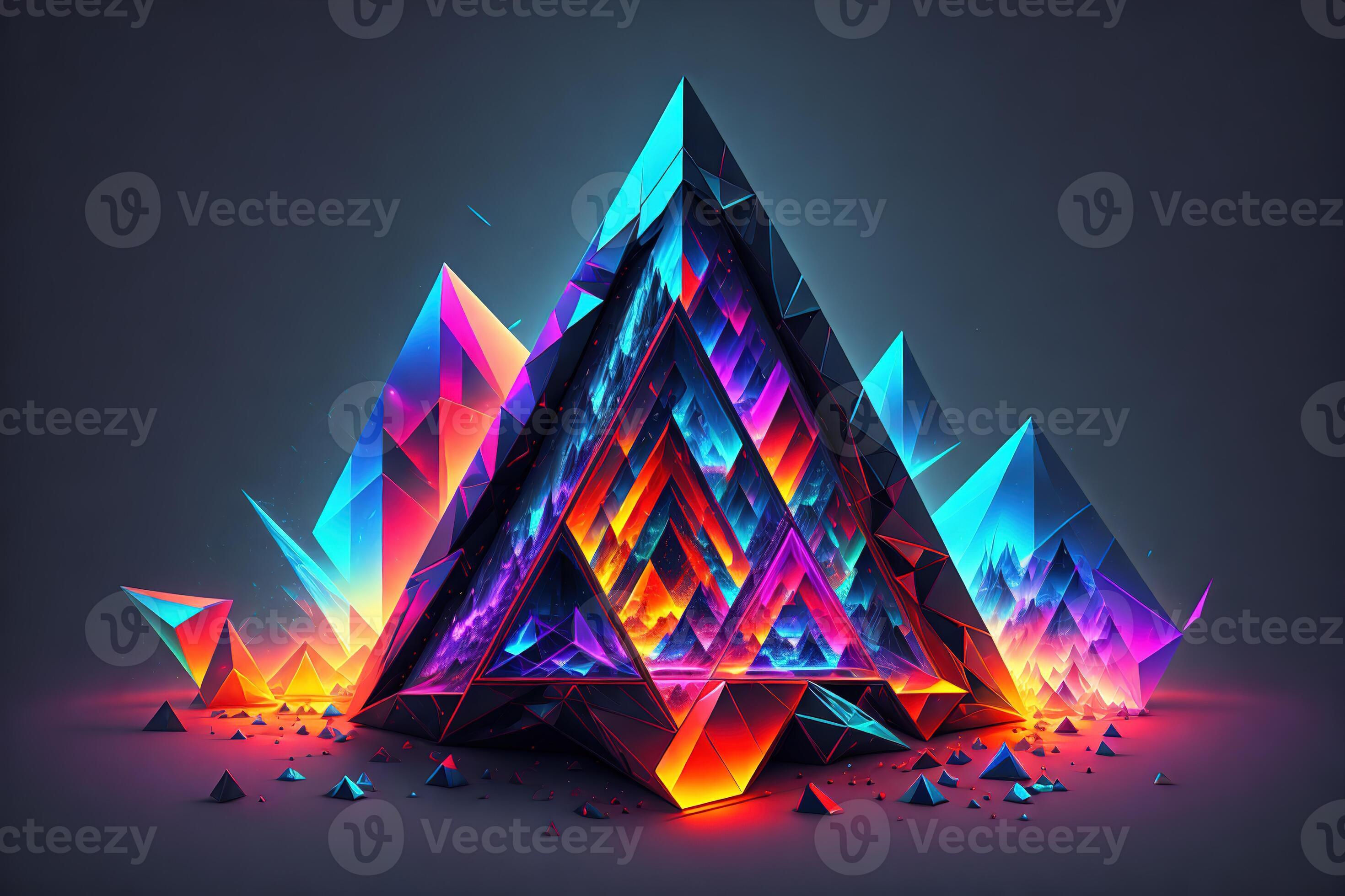 Wallpaper #TzGVNZMB5zzyi_yYJ1cv84 Tetrahedron Cubes Cyberpunk Abstract Surreal Geometric Shape on Dark