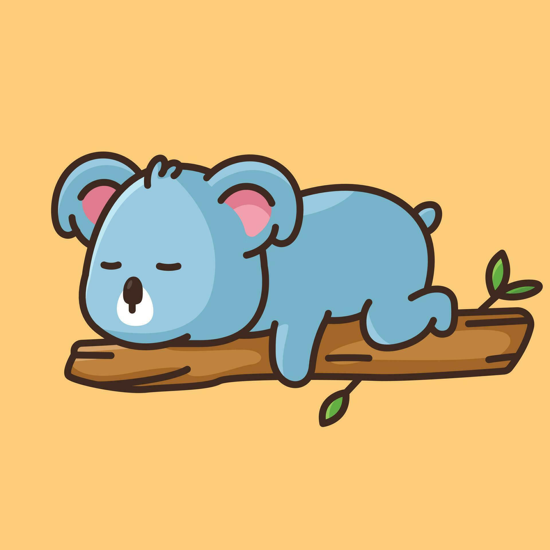 Wallpaper #9mdFCpMBSpphPi3-NNO0244 Cute Sleeping Koala on the Tree Vector Cartoon Illustration 25345320