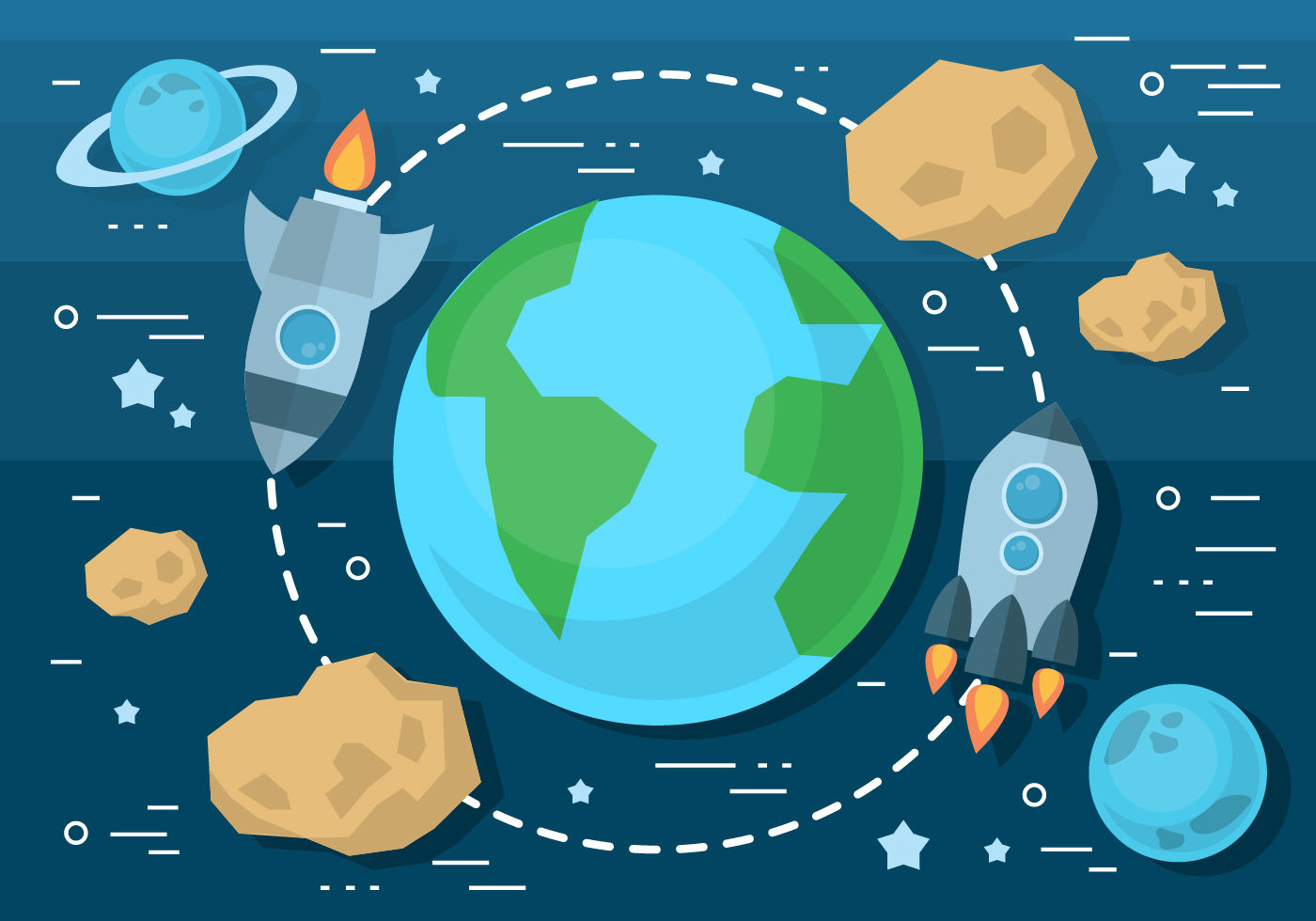 Wallpaper #CGc6B5MBSpphPi3-I8U6148 Flat Space Vector Illustration with Space Ship Download Free Vector
