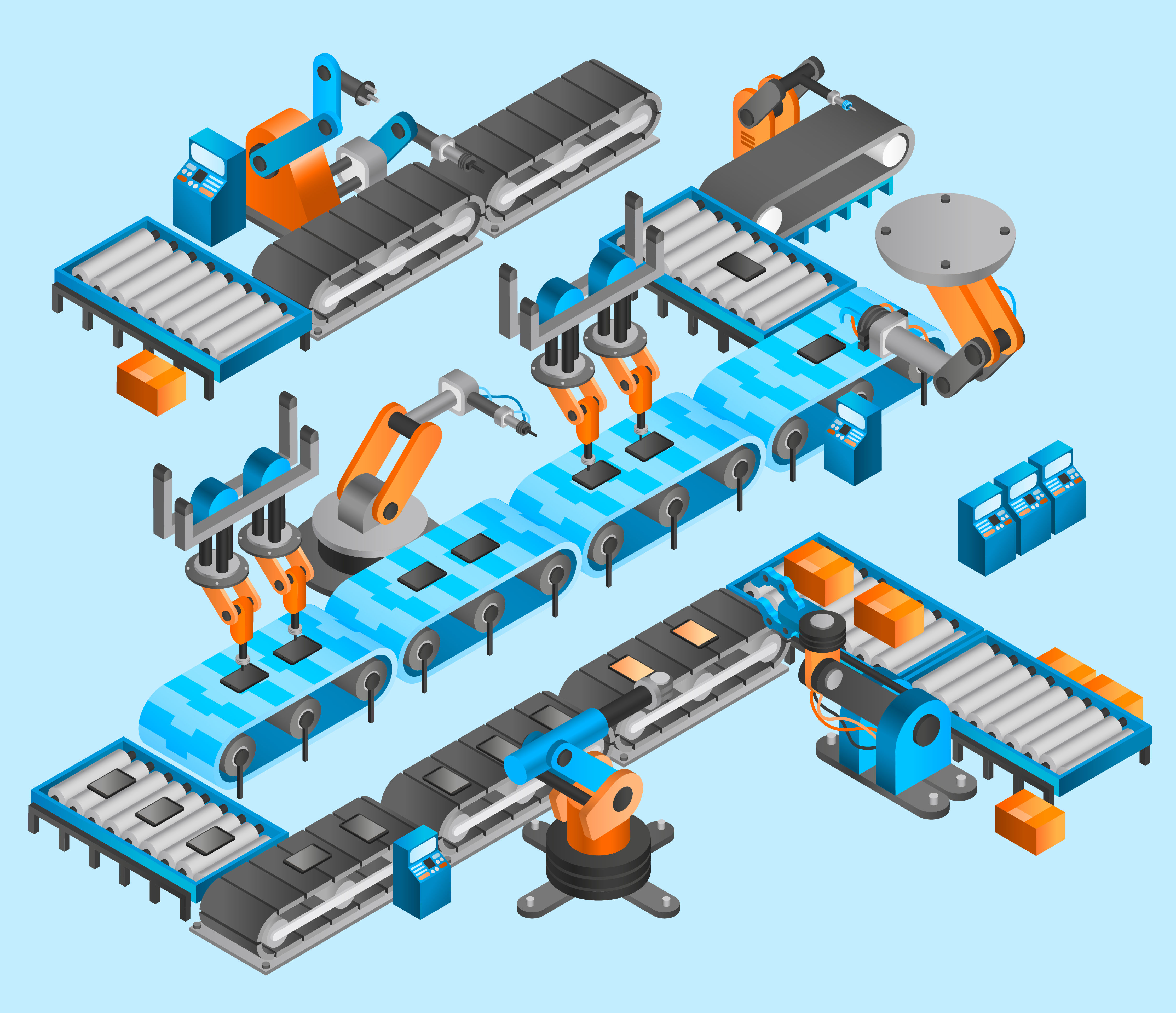 Wallpaper #HWcK_pIBSpphPi3-ZJ54156 Industrial Robot Isometric Concept 467146 Vector Art at Vecteezy