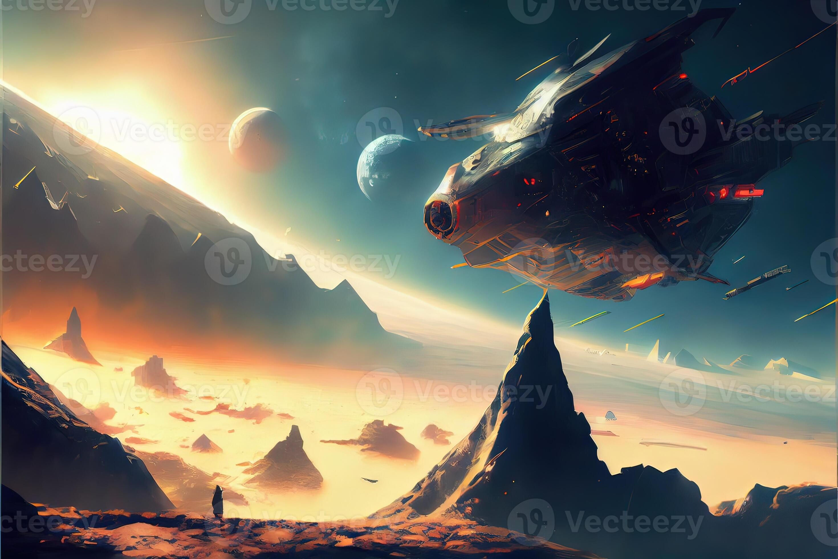 Wallpaper #KP_gapMB3lSXT3zUSeeG76 Illustration of Amazing Science Fiction Wallpaper Digital Art Sci