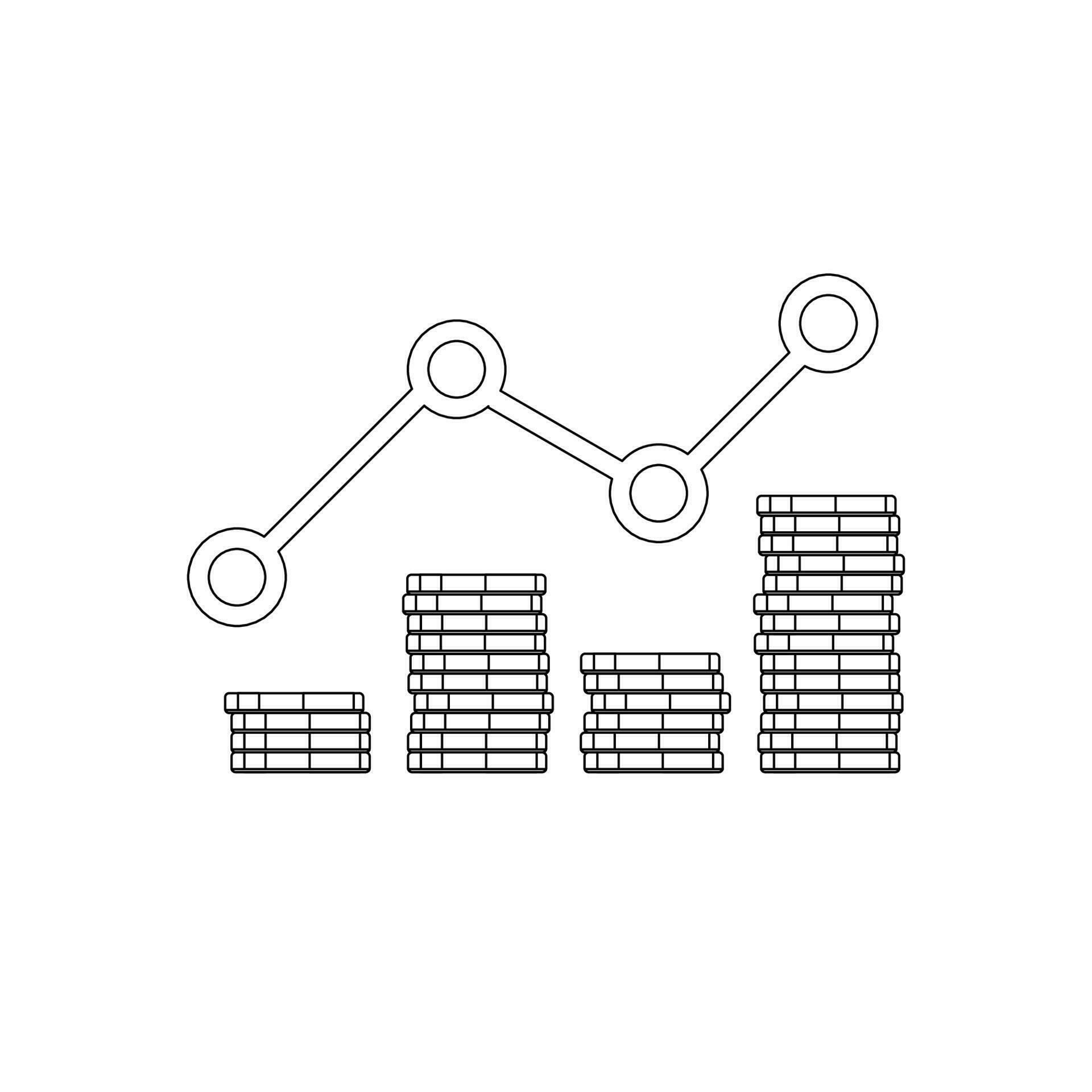Wallpaper #h2cBEZMBSpphPi3-oPVg132 Gold Coins Price Up Green Graph Black Outline Icon Vector Isolated