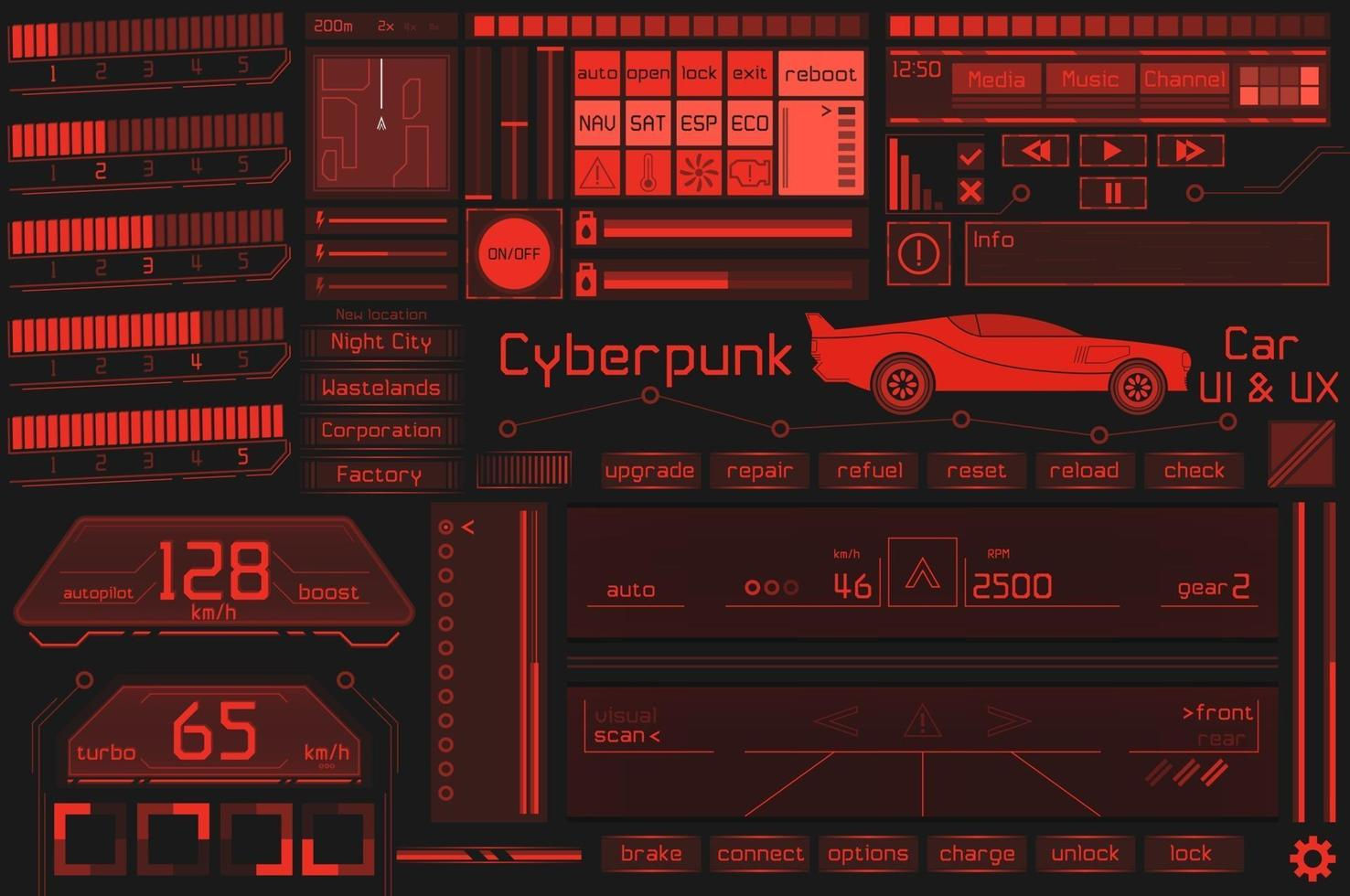 Wallpaper #y2h-FpMBSpphPi3-xAtz347 Game Ui and Hud Element Set in Cyberpunk Style 2202536 Vector Art at